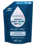 Puracy Body Wash, Natural Body Wash, 98.6% Pure Plant Ingredients, Moisturizing Shower Gel for Women Men Kids, Body Soap for Dry Sensitive Skin. Gently Scented with Citrus & Sea Salt, 12 Oz (2-Pack)