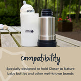 Tommee Tippee Closer to Nature Portable Travel Baby Bottle and Food Warmer, Ideal for Travel, Thermal Insulation, Stainless Steel Flask with Leak-Proof Lid