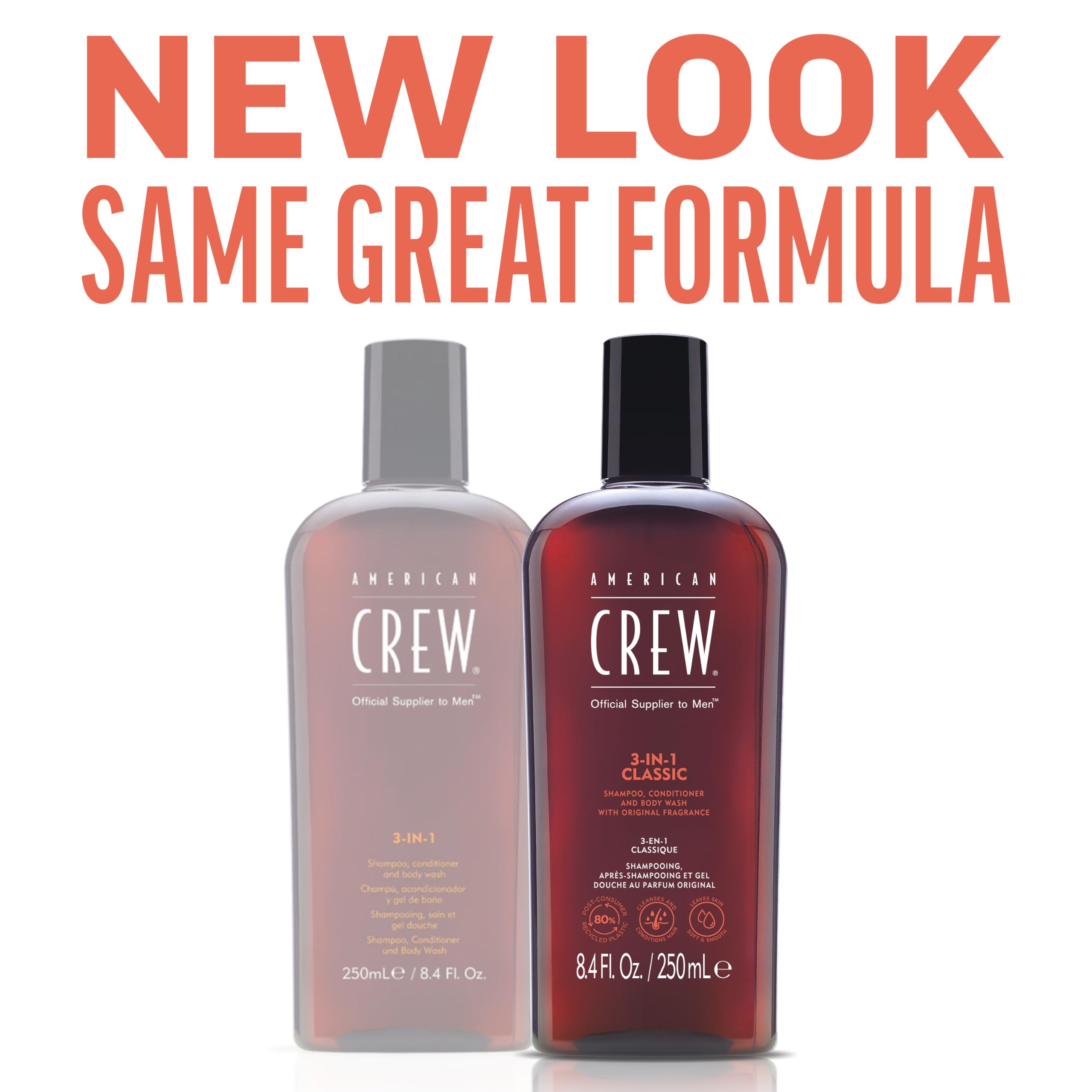 American Crew Shampoo, Conditioner & Body Wash for Men, 3-in-1, 33.8 Fl Oz