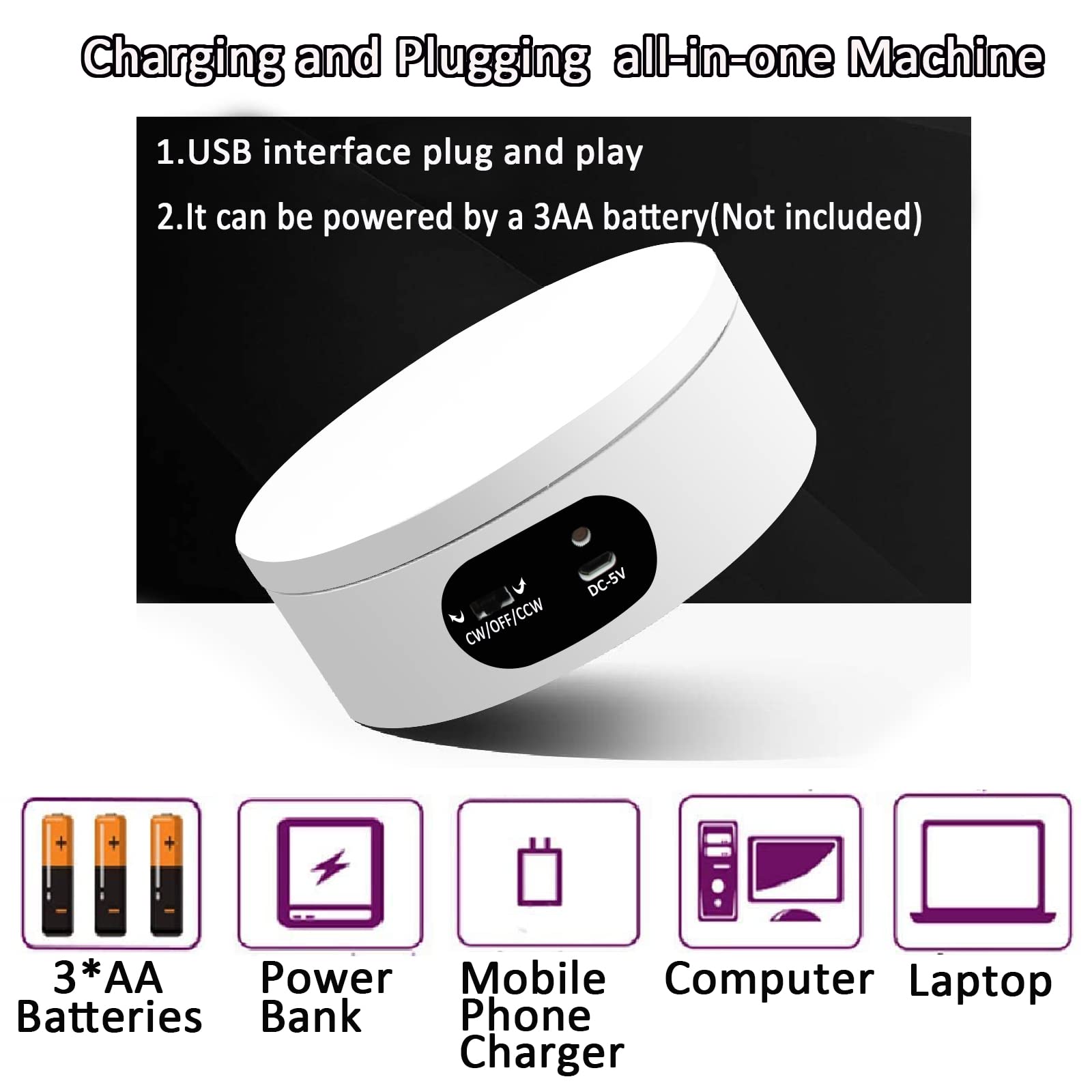 YVV Turner Cup Rotating Display Stand for Epoxy Glitter Tumbler, 360 Degree Automatic Mute Rotating Turntable for Photography Products Tumbler Making Supplies Spinner 4.72*1.77in Motorized Rotation