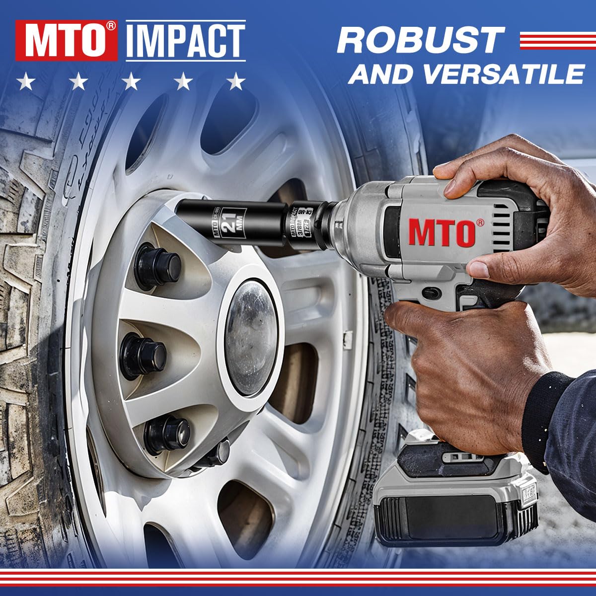 MTO 2-Piece 1/2" Female to 3/8" Male Impact Socket Adapter Set, 1/2" Drive Impact Driver Conversions for Impact Wrench, Chrome Molybdenum Alloy Steel