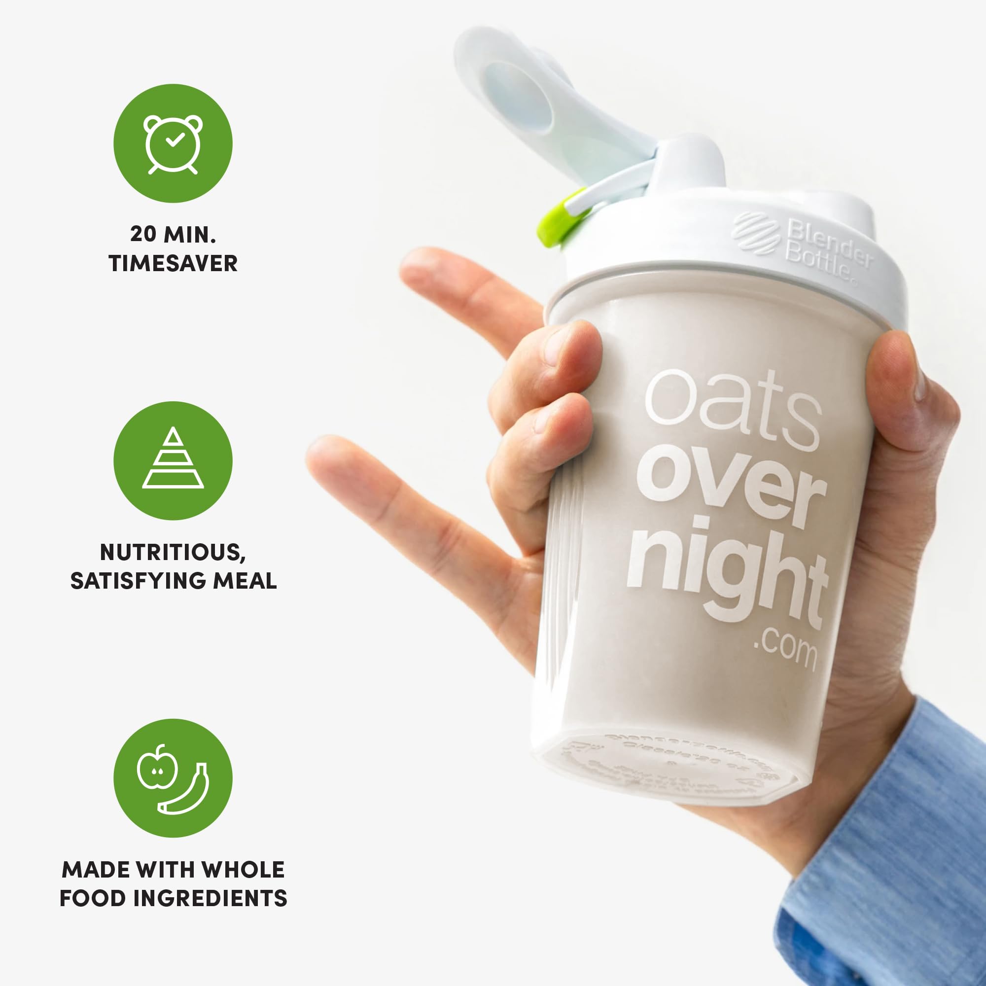 Oats Overnight Party Variety Pack - High Protein, High Fiber Breakfast Protein Shake - Gluten Free Oatmeal, Non GMO Oatmeal - Cookies & Cream, Coconut Cream Pie & More Flavors (8 Pack + BlenderBottle)