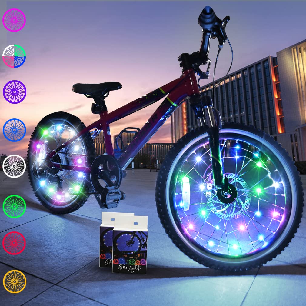 TINANA 2 Tire Pack LED Bike Wheel Lights Ultra Bright Waterproof Bicycle Spoke Lights Cycling Decoration Safety Warning Tire Strip Light for Kids Adults Night Riding (Blue 2pack)