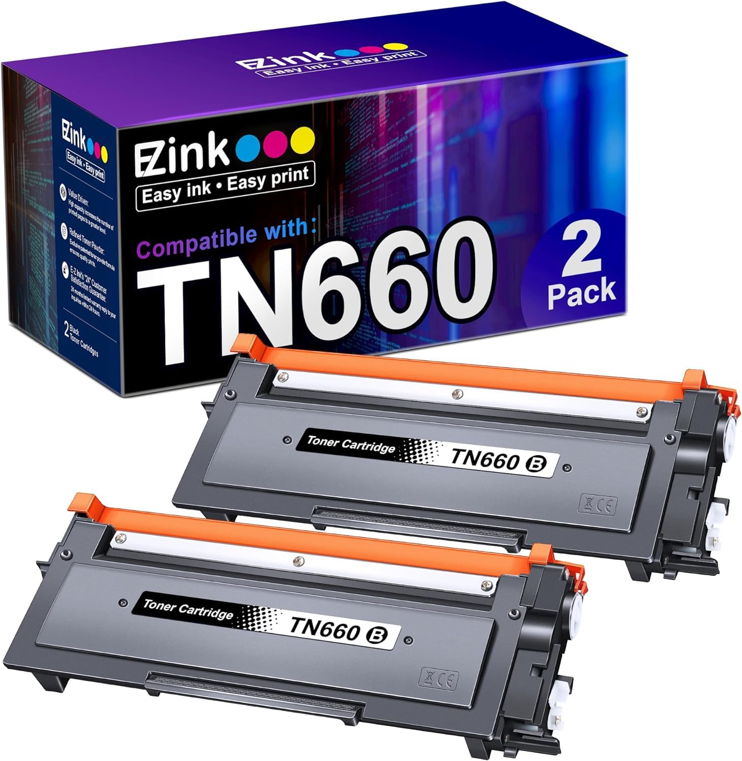 E-Z Ink Compatible Toner Cartridge Replacement for Brother TN450 TN420 TN-450 TN-420 Compatible with HL-2270DW HL-2280DW HL-2230 MFC-7360N MFC-7860DW DCP-7065DN Intellifax 2840 2940 (2 Black)