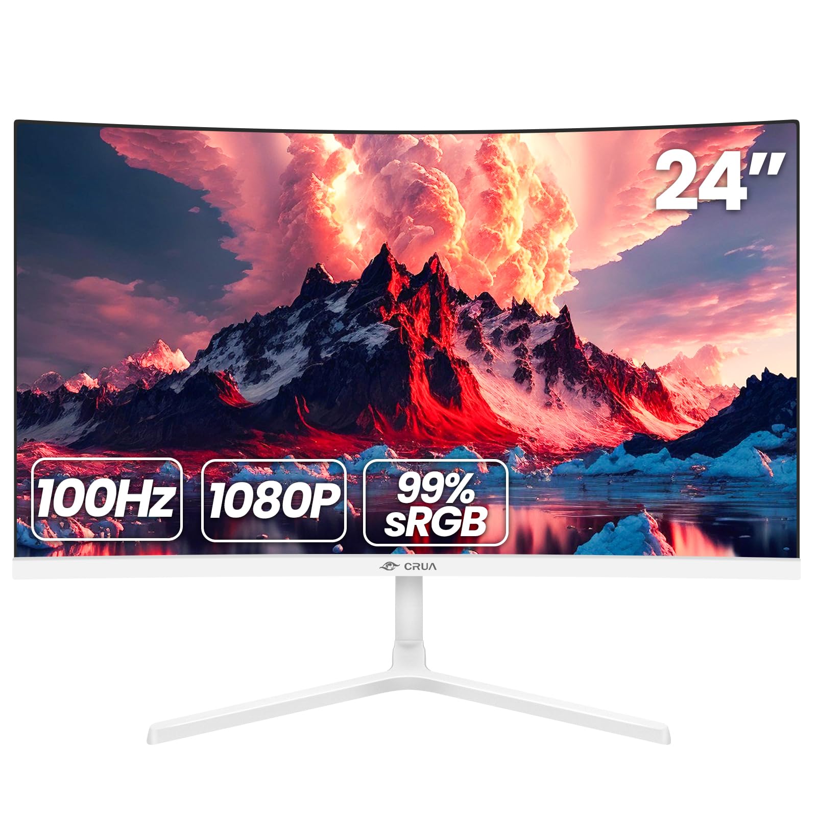 CRUA 27" 144Hz/180Hz Curved Gaming Monitor, FHD 1080P VA Screen, 99% sRGB Computer Monitors Support FreeSync, PC Monitor Support Wall Mount Install(HDMI, DP)- Black