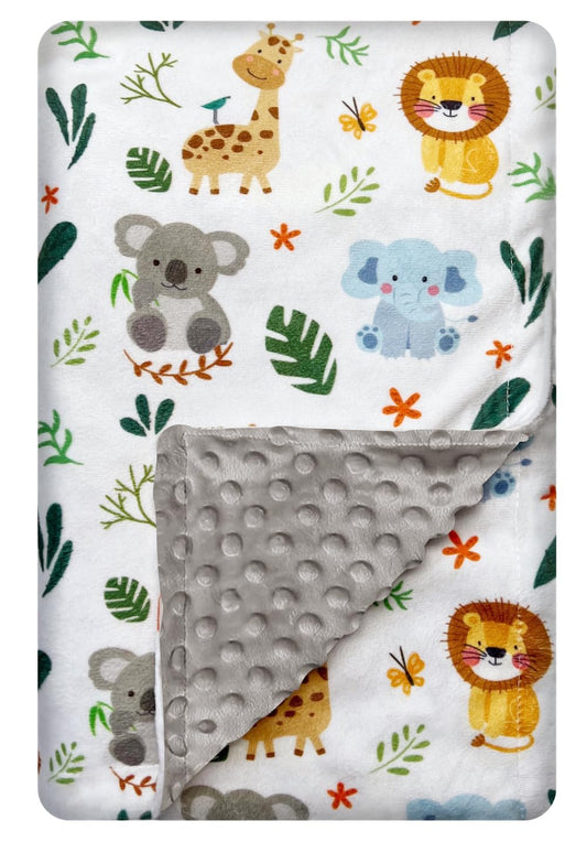 Baby Blanket for Boys Girls Double Layer Soft Plush Minky Blanket with Dotted Backing, Toddler Baby Newborn Blanket Shower Gifts (Cute Animal, 30 X 40 inches)