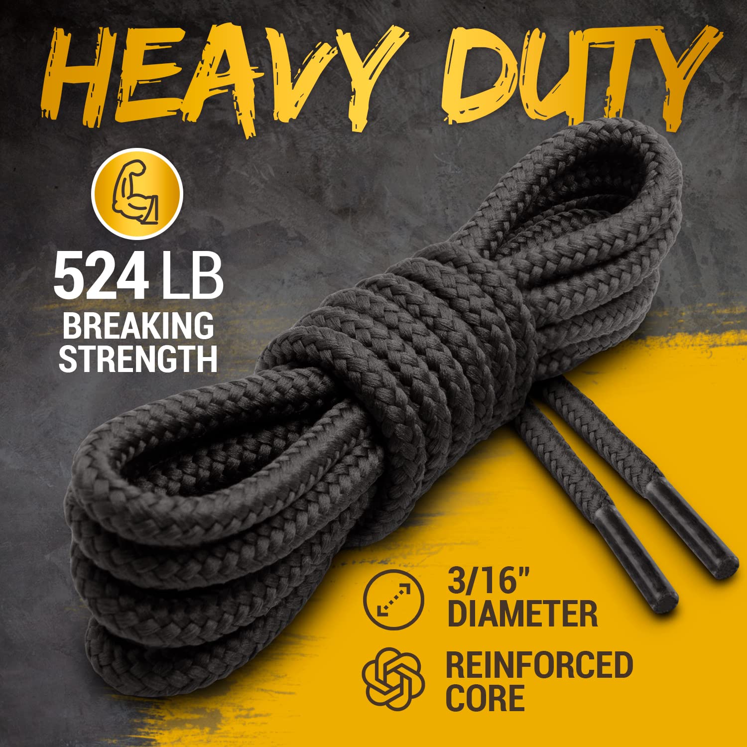 Miscly Round Boot Laces [1 Pair] Heavy Duty and Durable Shoelaces for Boots, Work Boots & Hiking Shoes (Black/Brown, 54 inches (137 cm))