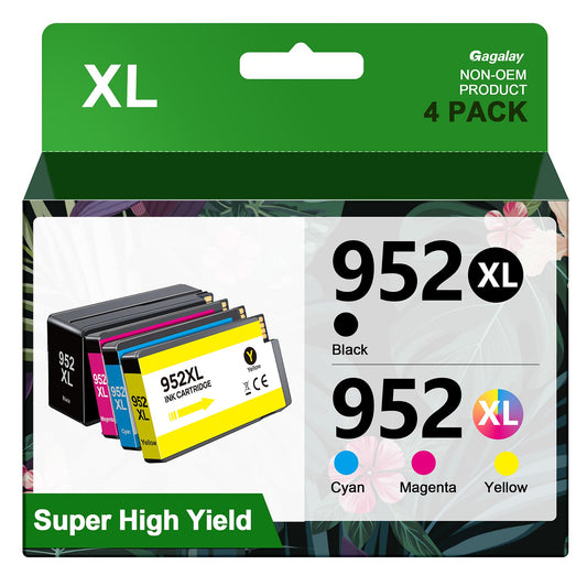 Gagalay 952XL Ink Cartridges Combo Pack Latest Upgrade Replacement for HP 952 XL Ink Cartridges Work with Officejet Pro 8710 7740 8715 8720 8210 8740 8725 (4 Pack, 1 Black 1Cyan 1Magenta 1Yellow)