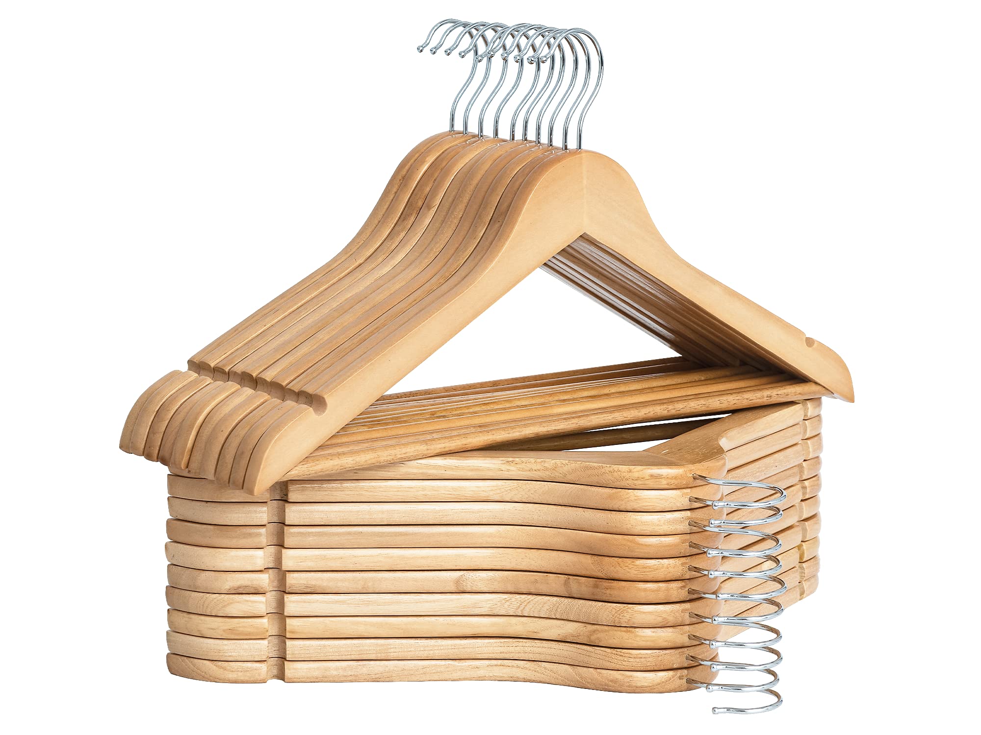 StorageWorks Wooden Hangers 20 Pack, Wood Coat Hanger for Coats, Shirts, Jackets, Pants, Suits, Natural Wood Color