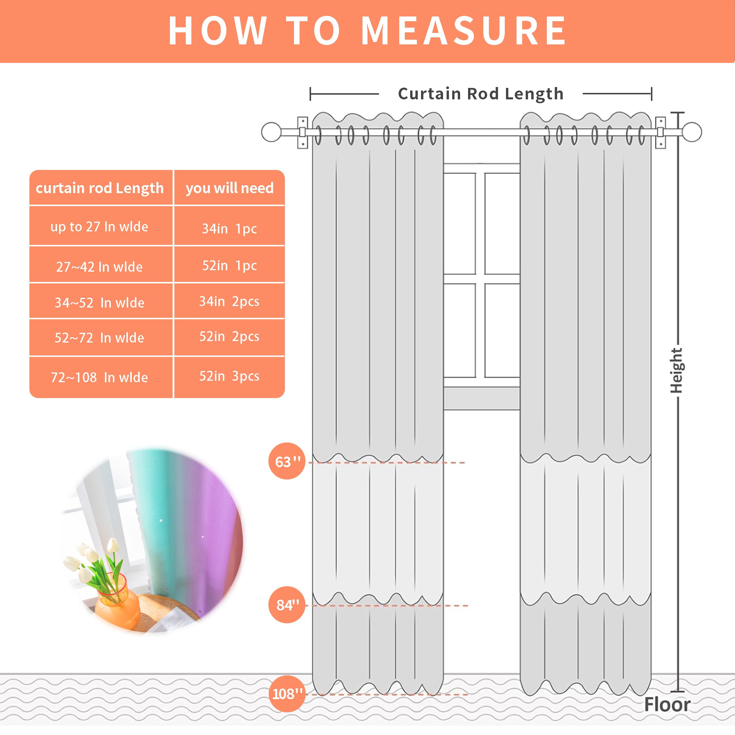 XiDi Curtains for Girls Bedroom Decor, Rainbow Blackout Curtains for Kids Room Decor, Purple for Little Girl Room, Unicorn Wall Decals Pink Curtains Green, 63 Inches Long 34 Wide 1 Panel