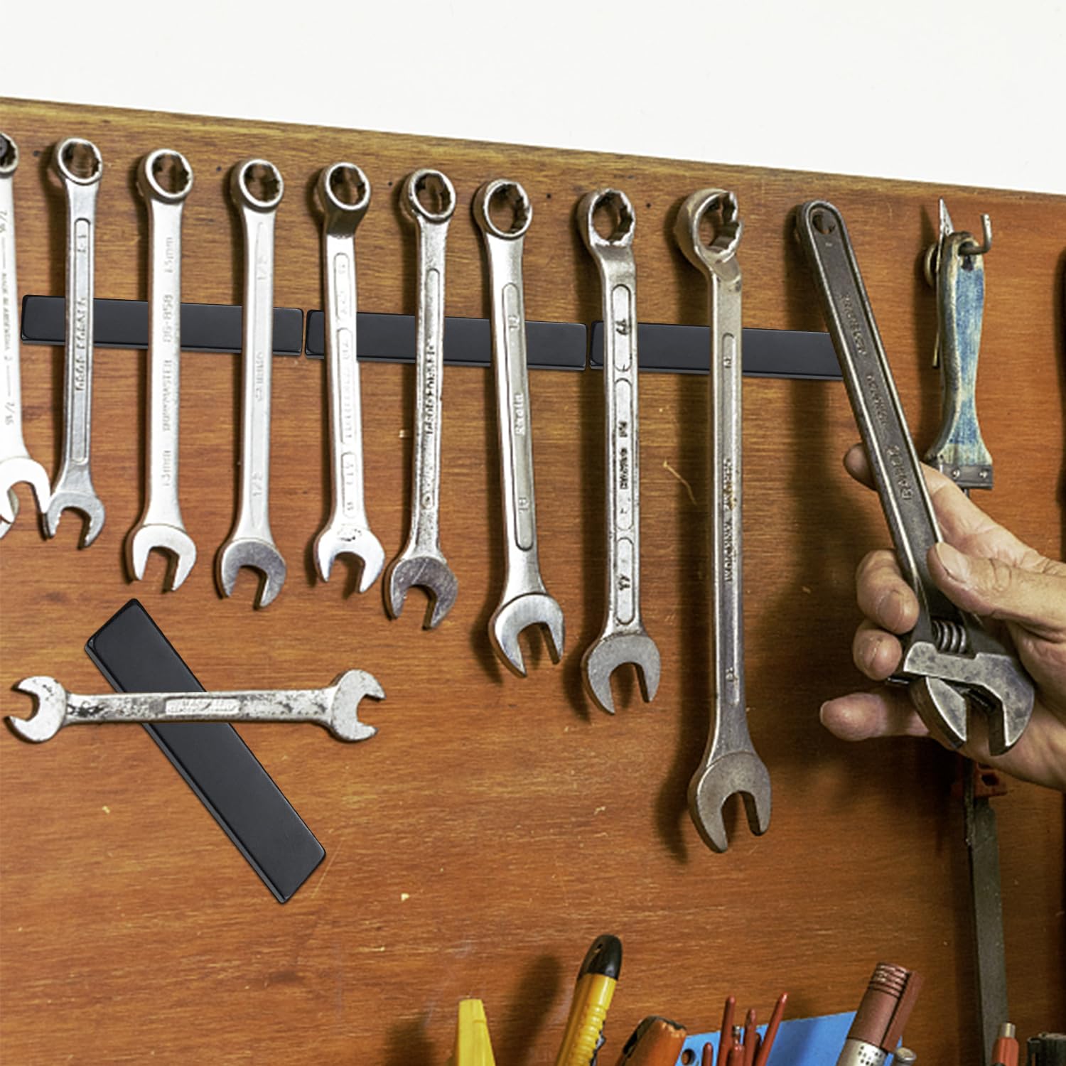 MIKEDE Neodymium Magnets, 5 Pack Black Super Strong Magnets Bar, Waterproof Heavy Duty Magnet with Adhesive Backing, Rare Earth Small Magnet Strips for Fridge, DIY, Craft, Science - 60x10x3 mm