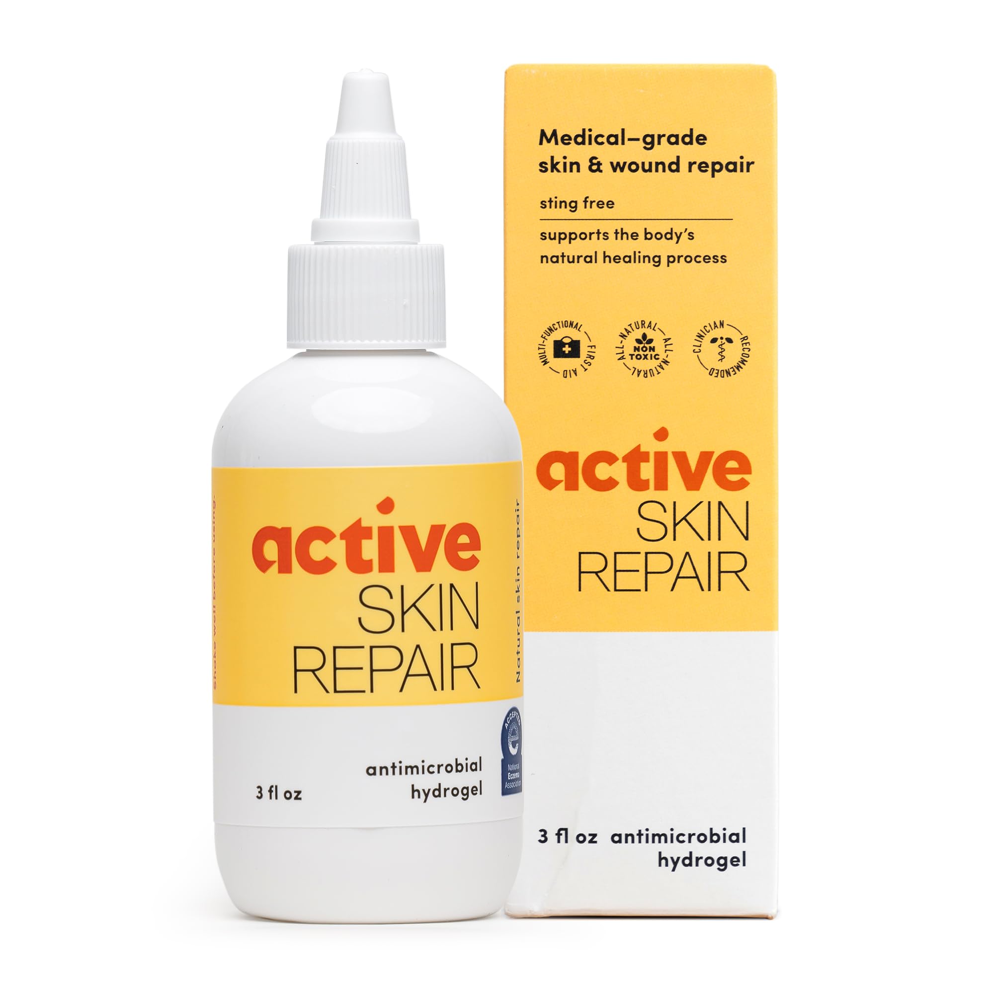 Active Skin Repair First Aid Healing Skin Spray - Natural & Non-Toxic with Hypochlorus Acid for Minor Cuts, Wounds, Scrapes, Rashes, Sunburns, & More, HSA/FSA Eligible, 3 oz