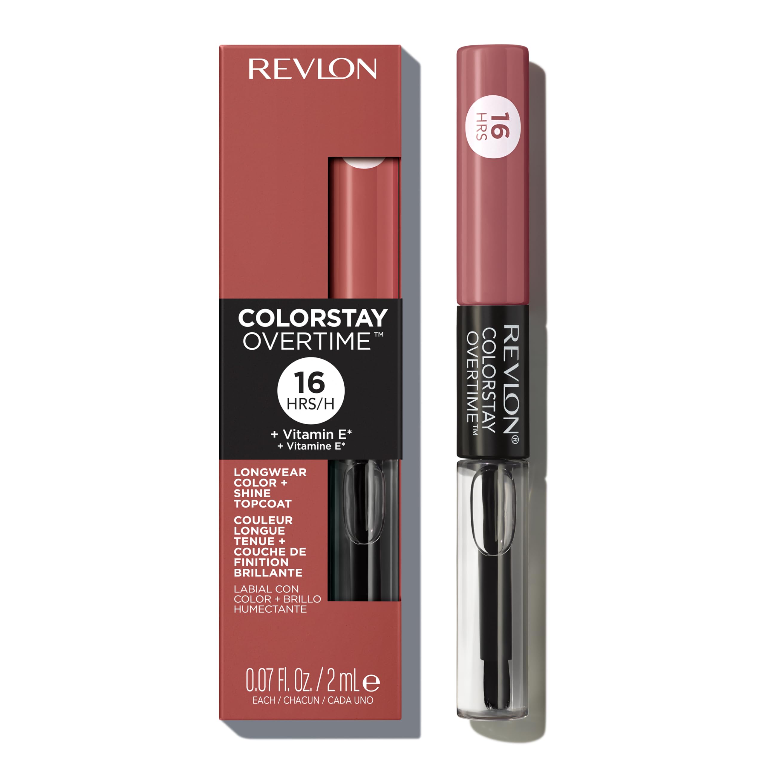 REVLON Liquid Lipstick with Clear Lip Gloss, ColorStay Overtime Lipcolor, Dual Ended with Vitamin E, 380 Always Sienna, 0.07 Fl Oz (Pack of 1)