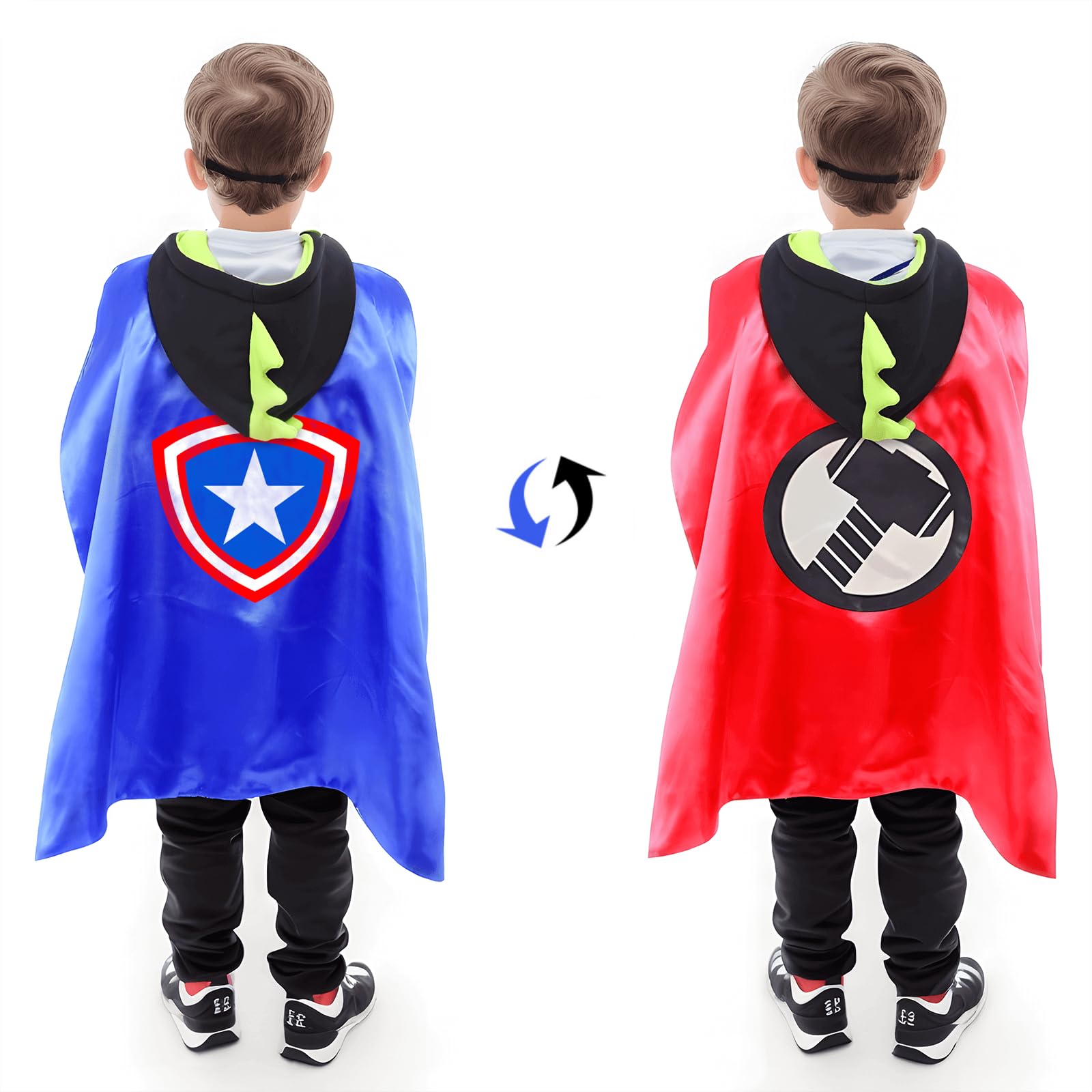 Dress Up Toys - Double Side Superhero Capes and Masks, Costumes Set for Kids - Ideal for Cosplay, Birthday Party, Christmas, Halloween - Fun Gift for 3-10 Year Old Boys and Girls