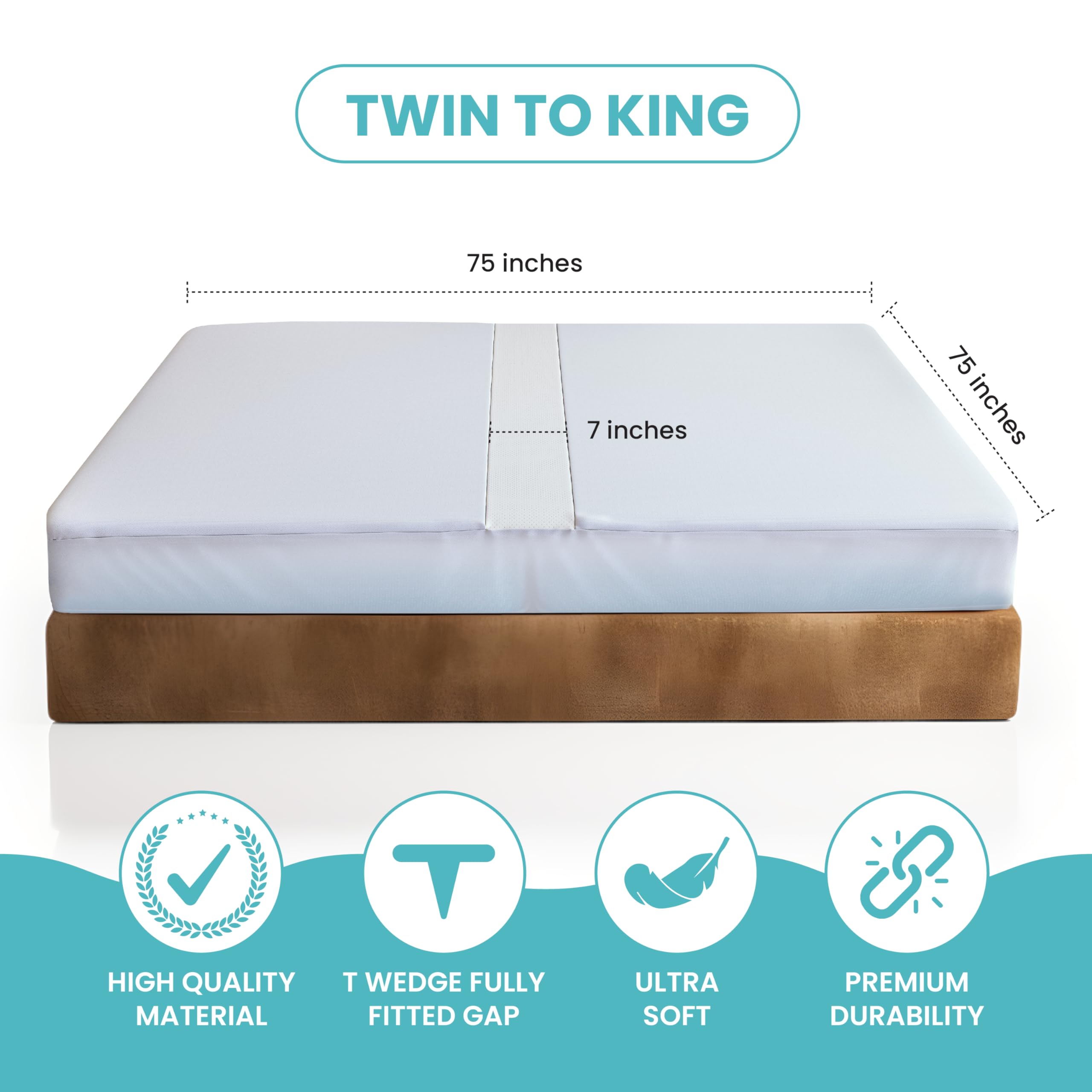 2-in-1 Bed Bridge Twin to King with Attached Sheet – Bed Gap Filler & Twin to King Bed Converter (Patent Pending)