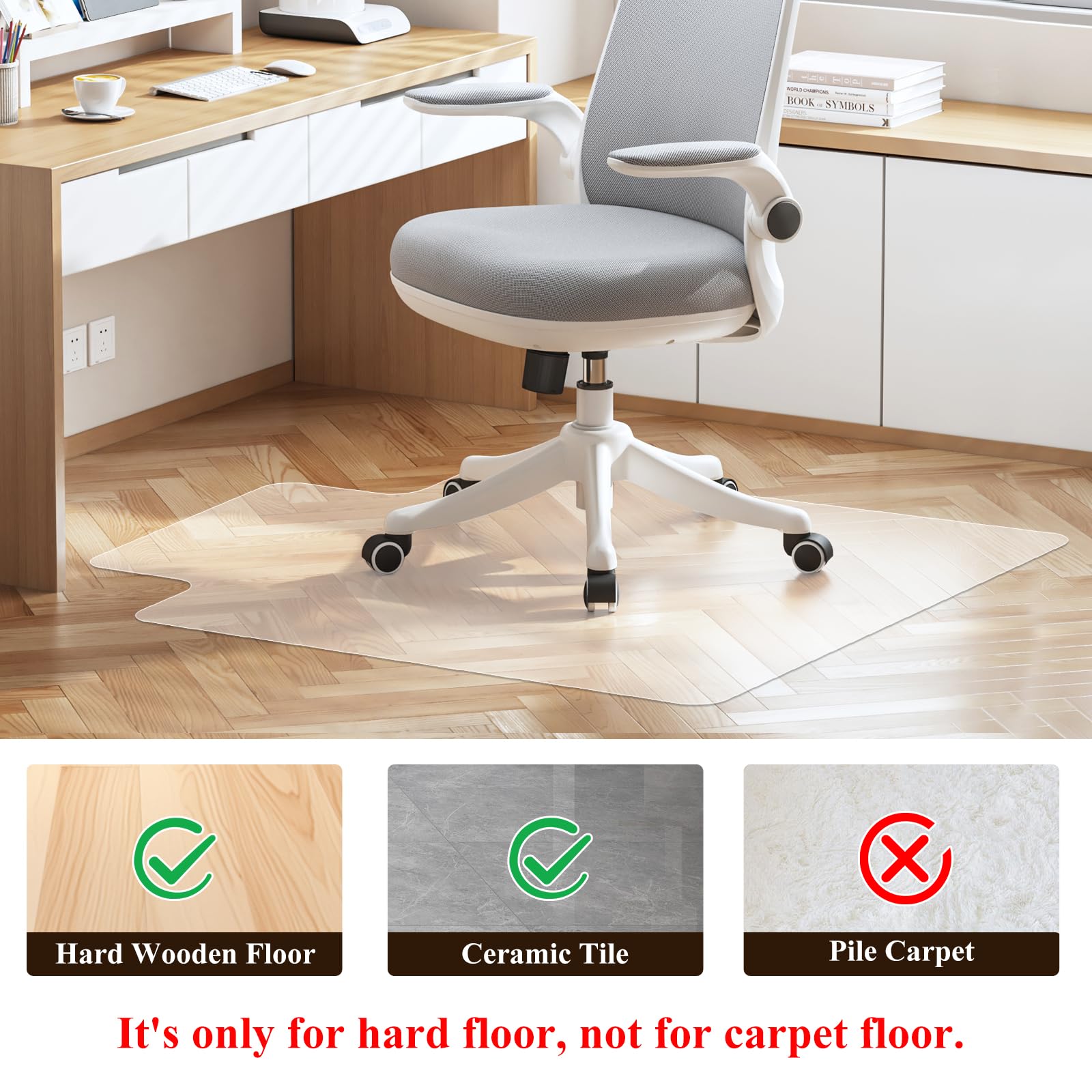 SHAREWIN Office Chair Mat for Hardwood Floors - 36"x47" Desk Chair Mats Home Floor Protector Heavy Duty - Easy Clean