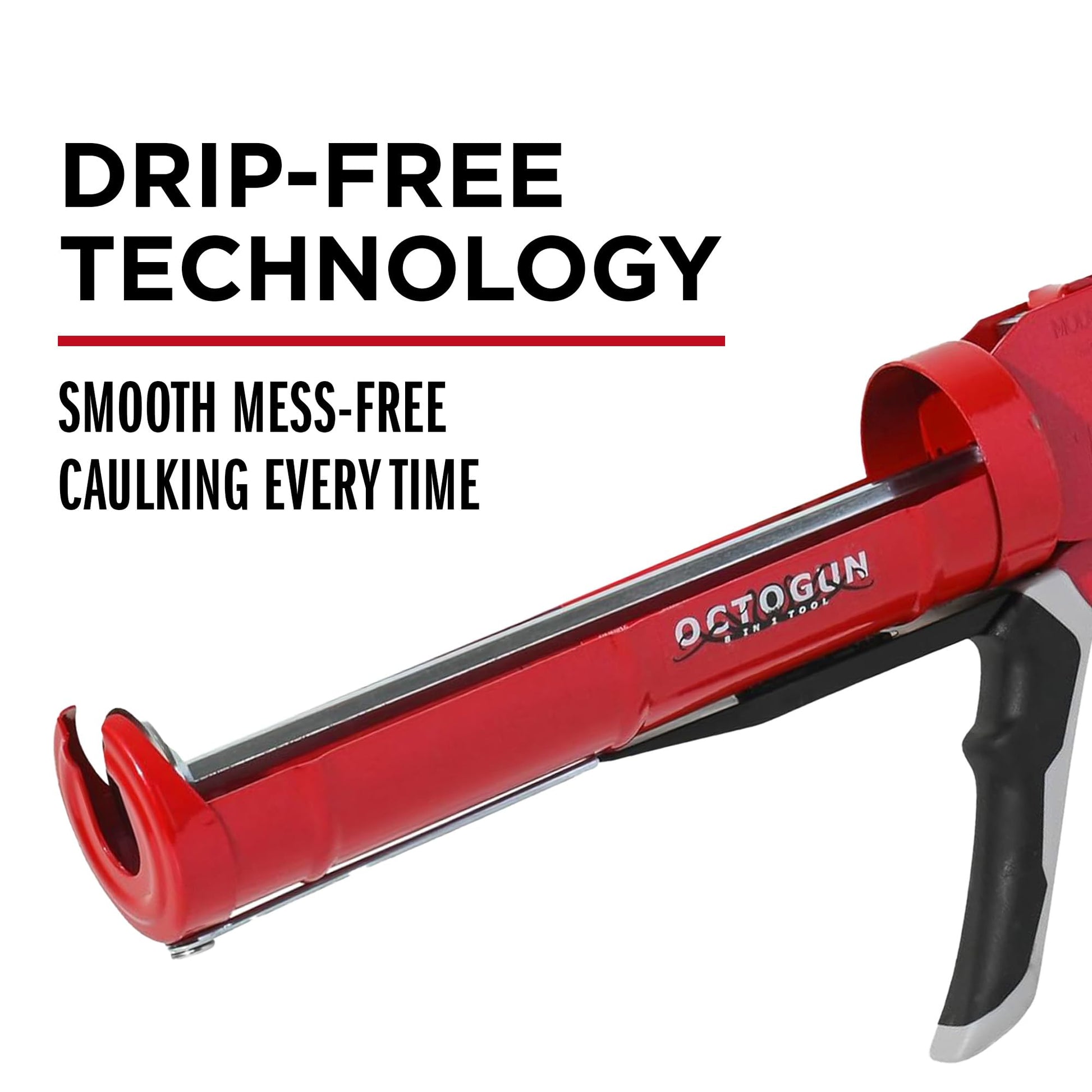 Newborn Octogun 930-GTD Drip-Free Caulking Gun - Gator Trigger Grip | Fits 1/10 Gallon Cartridge |10:1 Thrust Ratio | Smooth Hex Rod Cradle with Built-in Smoother Tool | Scraper & Plug Included