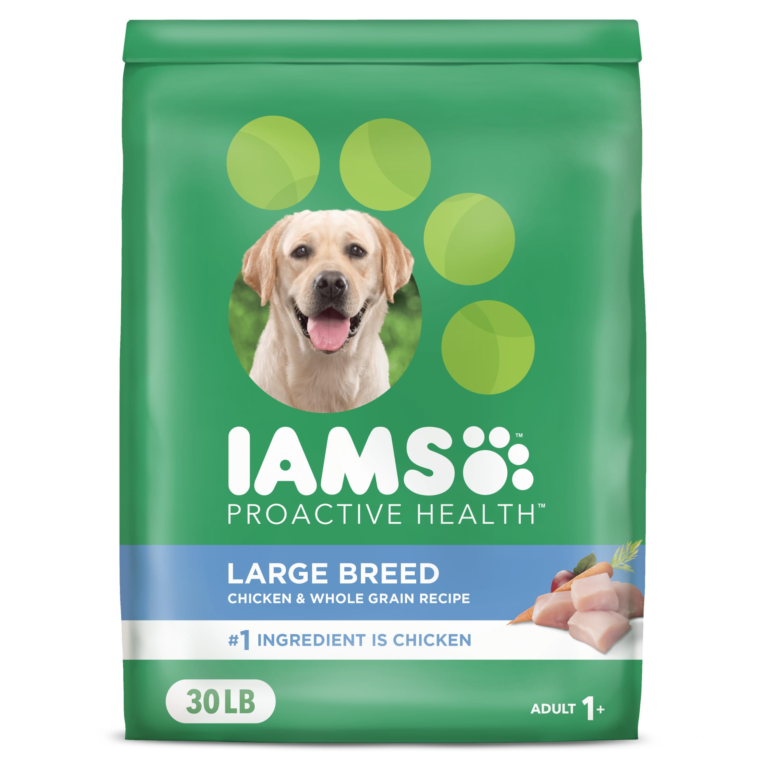 IAMS Proactive Health Large Breed Adult Dry Dog Food with Real Chicken, 30 lb. Bag