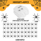 1400 Sqft Spider Webs Halloween Decorations, Super Stretchy Spider Webbing With 40 Fake Spiders, Large Spider Web for House Outdoor Indoor Garden Yard, Haunted Houses Prop, Scary Halloween Decorations