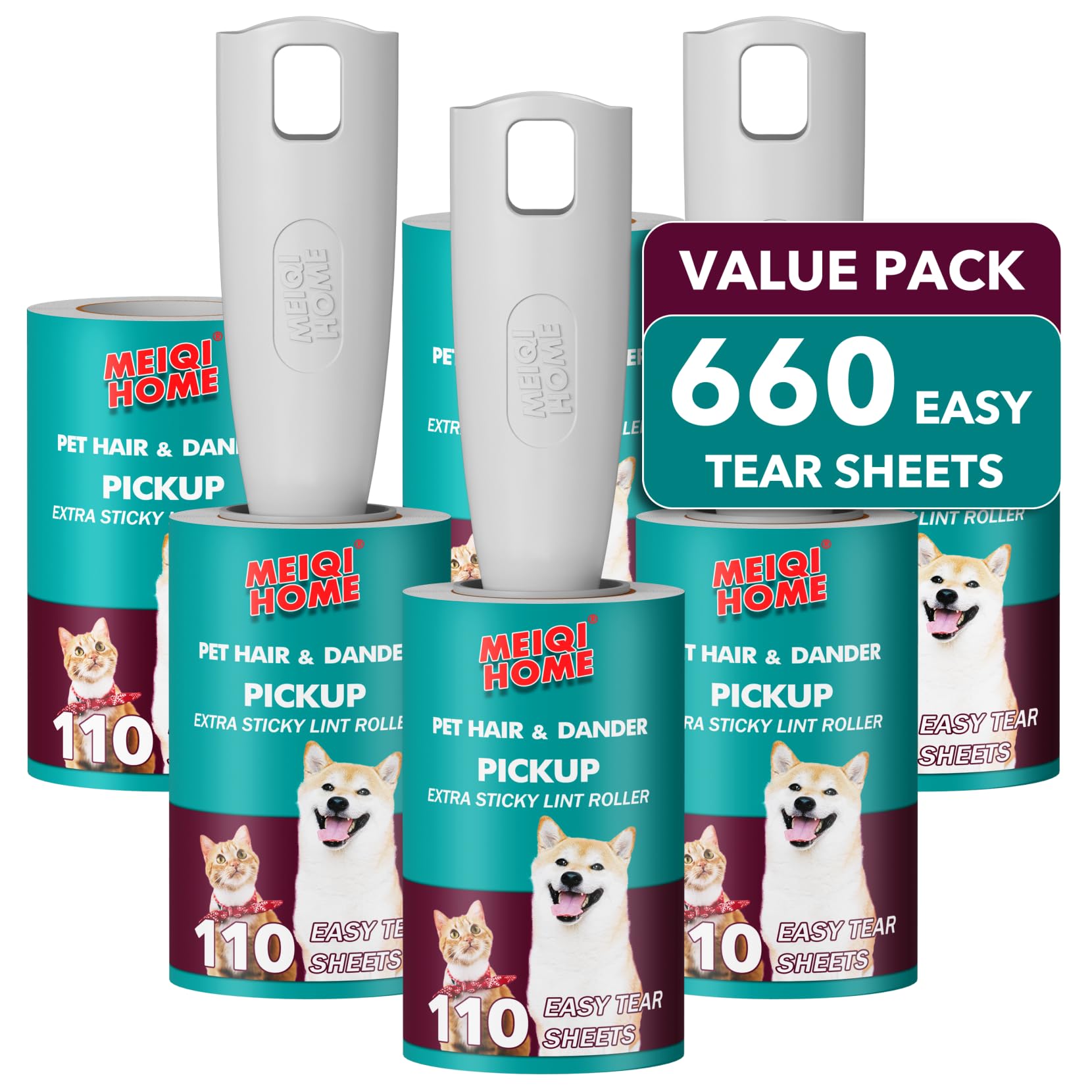 Lint Rollers for pet Hair,300 Sheets Value Set Lint Roller with 3 Upgraded Handles, 3 Rollers Portable Pet Lint Remover for Clothes, Furniture, Carpet, Dog & Cat Hair Removal