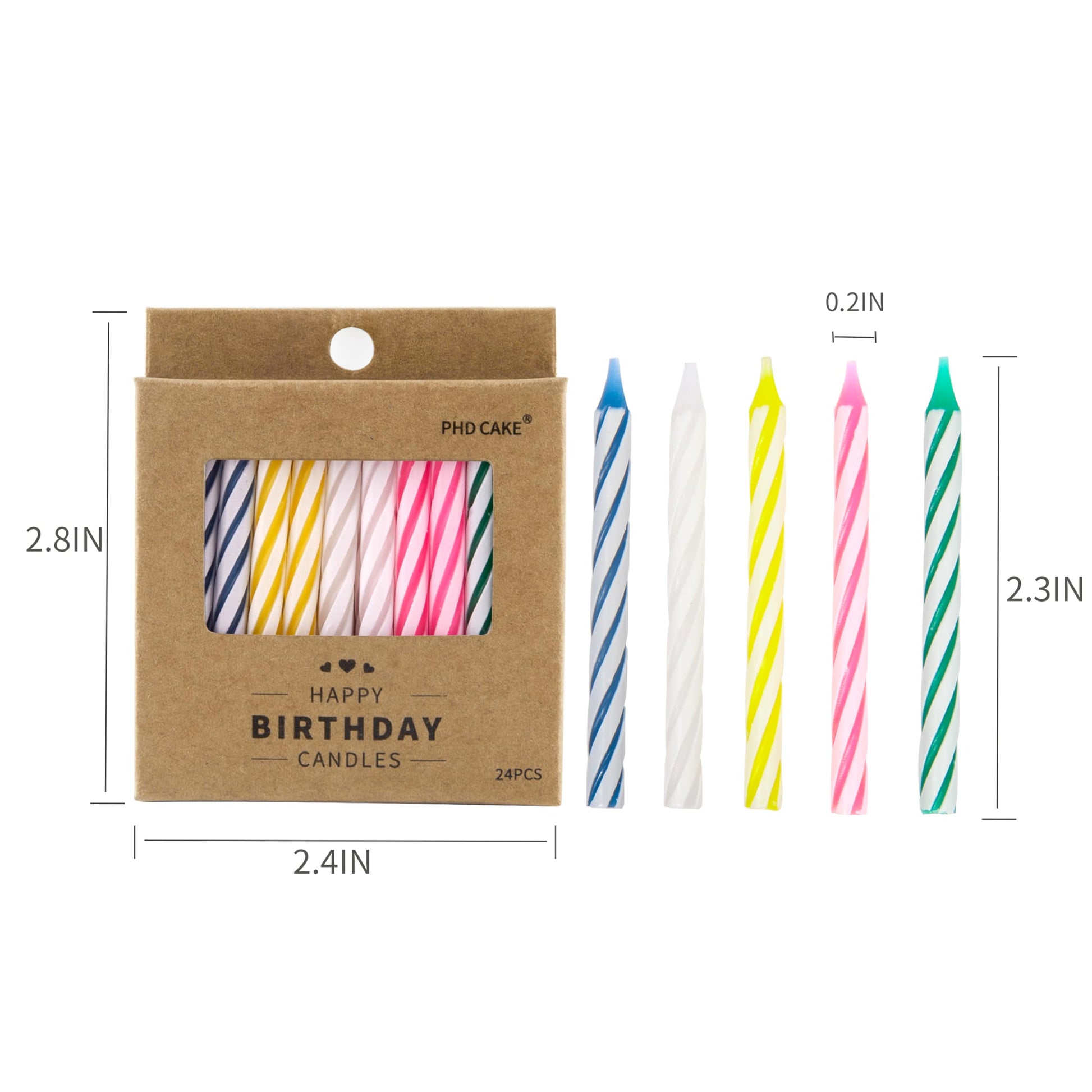 PHD CAKE 144-Count Multicolored Spiral Birthday Candle, Birthday Candles for Cake, Cupcake Candles, Party Celebration