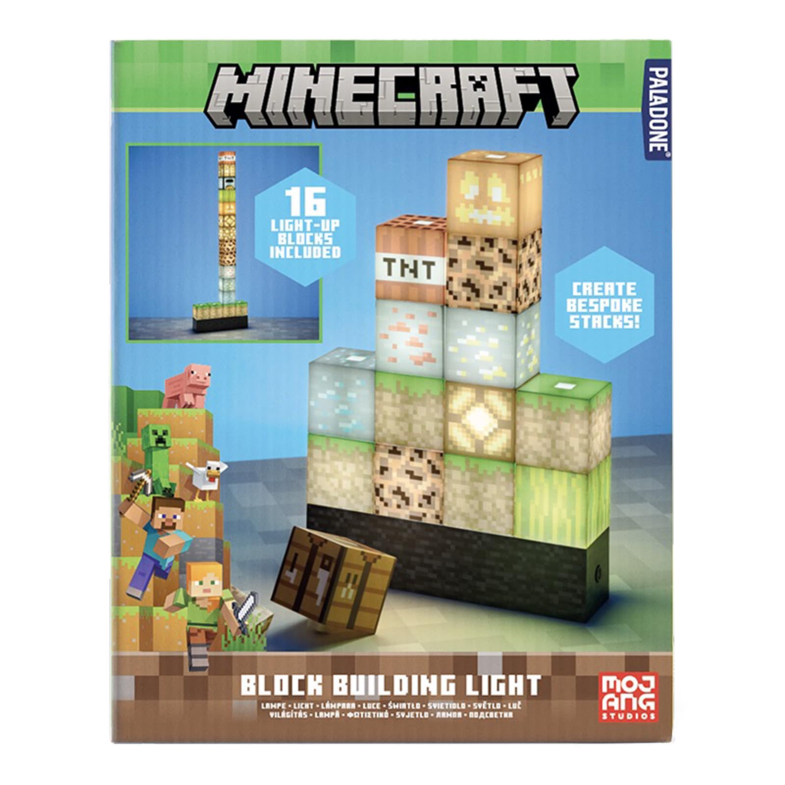 Paladone Minecraft Building Block Night Light – Officially Licensed LED Lamp for Boys’ Bedrooms, Gaming Decor & Gifts – Fun Minecraft Room Accessory