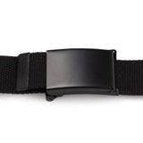 Mile High Life Cut To Fit Canvas Web Belt Size Up to 52" with Flip-Top Solid Black Military Buckle (Black)