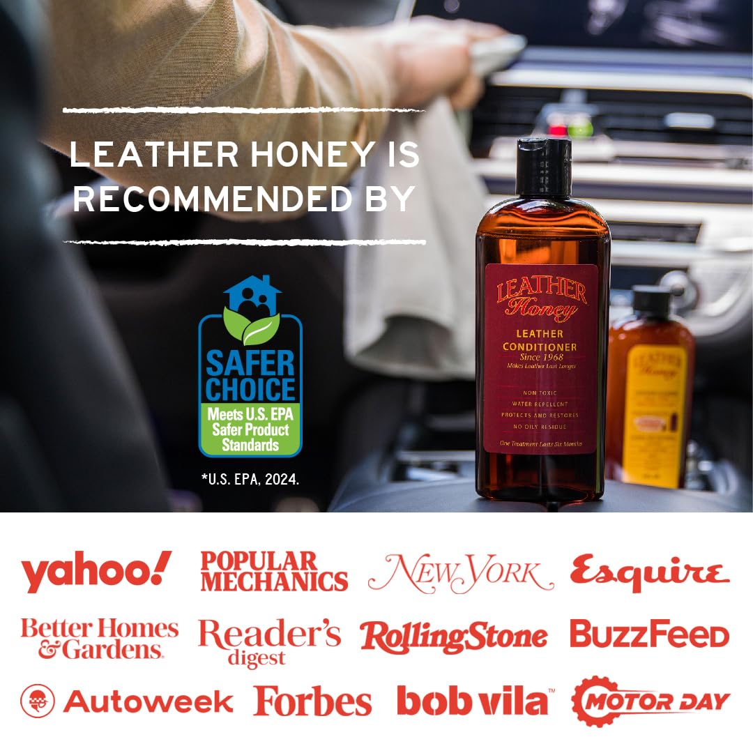 Leather Honey Leather Cleaner: Non-Toxic Leather Care Made in the USA Since 1968. Deep Cleans Leather, Faux & Vinyl - Couches, Car Seats, Purses, Tack, Shoes & Bags. Safe Any Colors & White Leather
