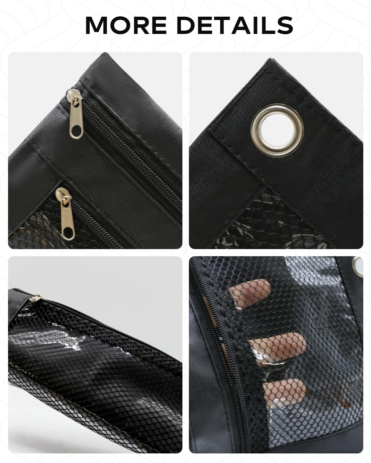 INNOIO 3 Ring Binder Pencil Pouch - School Pencil Case with 2 Zippered Pockets, Clear Mesh Window Pencil Bag, B5 Size, Back to School Gifts (Black)