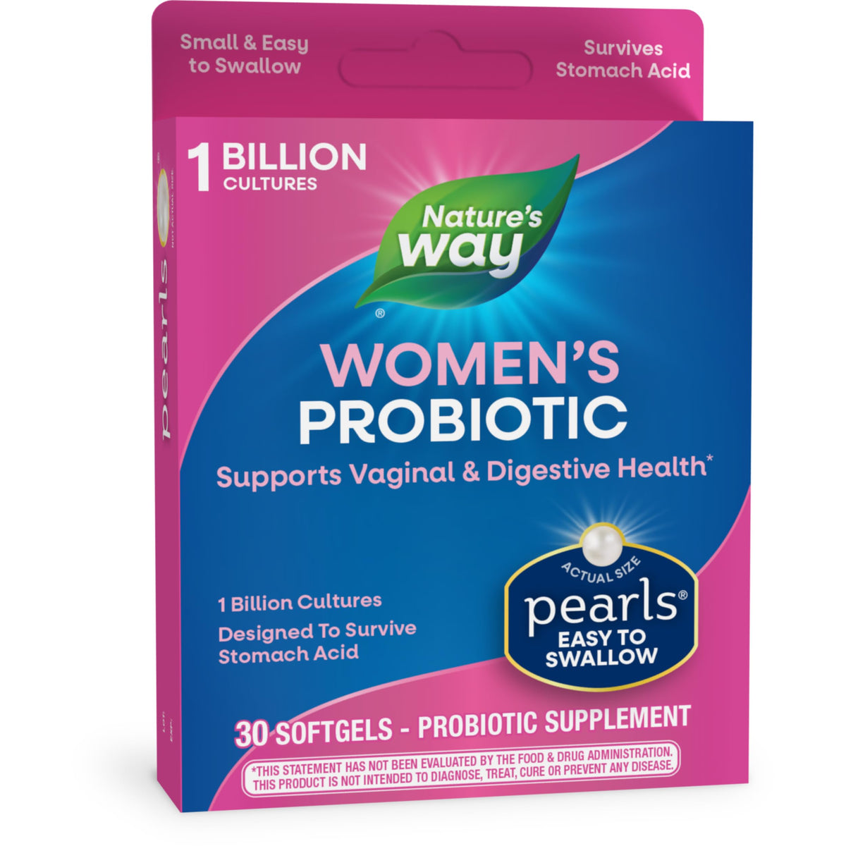 Nature's Way Women's Probiotic Pearls، يدعم صحة المهبل والجهاز الهضمي*، 1 مليار مزرعة حية، لا يتطلب التبريد، 30 كبسولة هلامية (قد تختلف العبوة)
