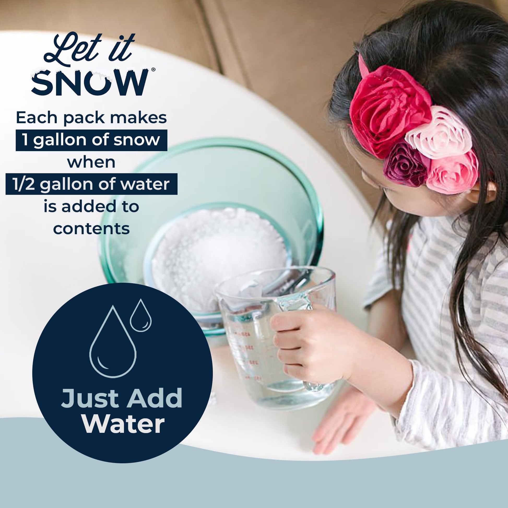 Let it Snow Instant Fake Snow Powder – Made in USA, Perfect for Kids, Holiday Decorations, Sensory Play, and Slime - 1 Pack - Makes 1 Gallon