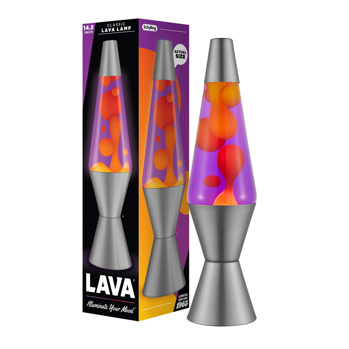 Lava-Lampe – 14.5" Purpurroter Sonnenuntergang – Die originale Bewegungslampe – Gelbes Wachs und violette Flüssigkeit – Artikel #2635 (Exklusiv bei Amazon)