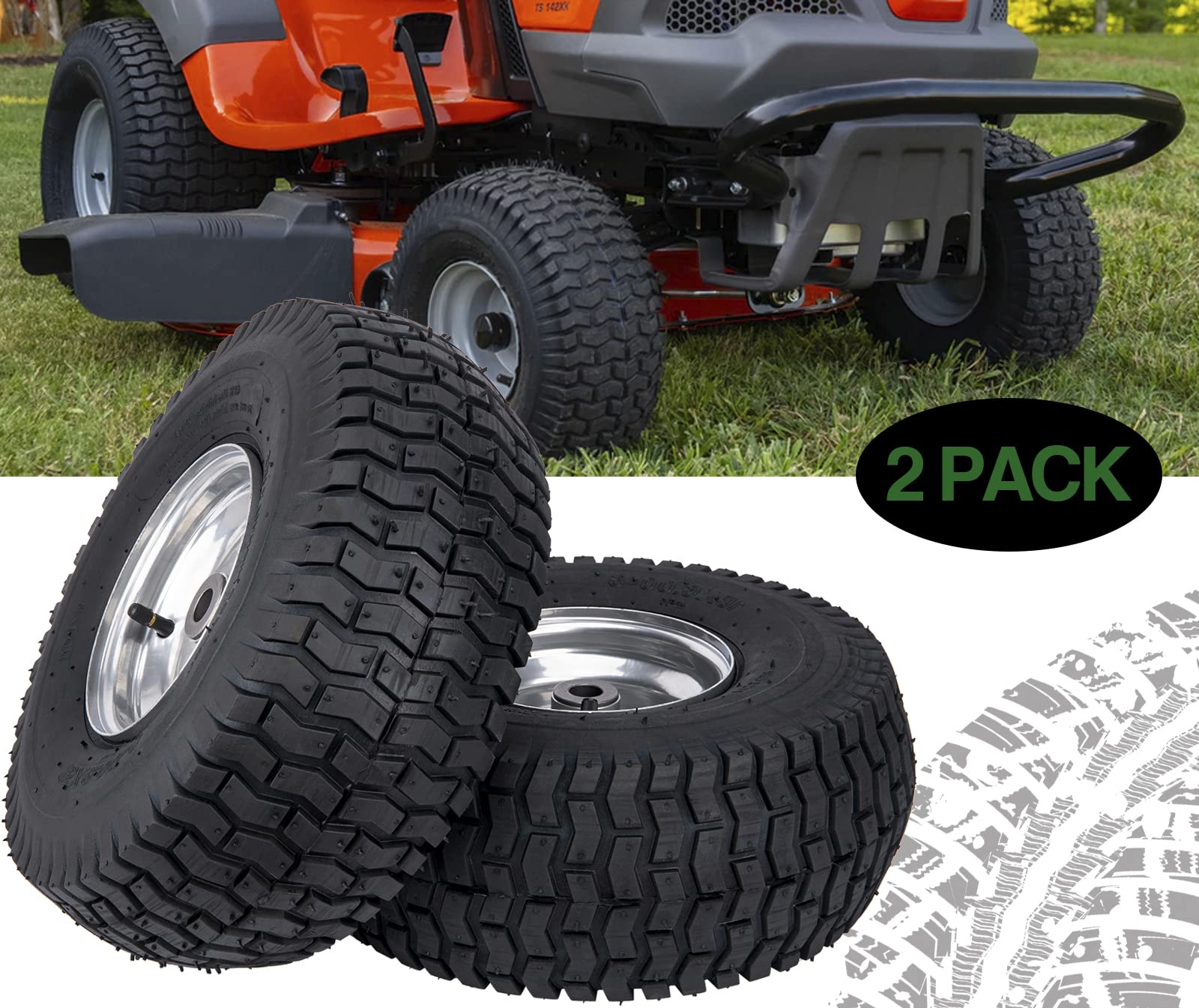 15x6.00-6 Lawn Mower Tire and Wheel Front Tire Compatible with John Deere Craftsman Husqvarna Riding Mowers Lawn Tractors