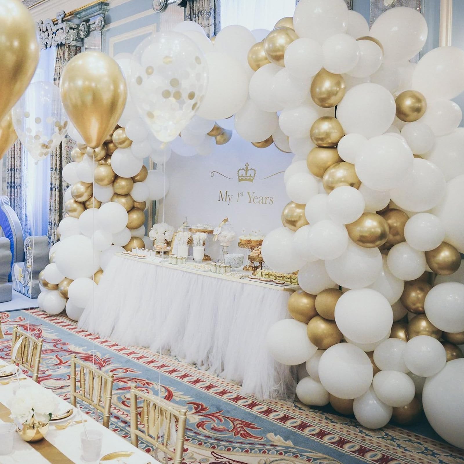 135pcs White Balloons Different Sizes 18" 12" 10" 5" White Latex Balloon Garland Arch Kit for Boys Girls Birthday Baby Shower Wedding Anniversary Graduation Party Decorations