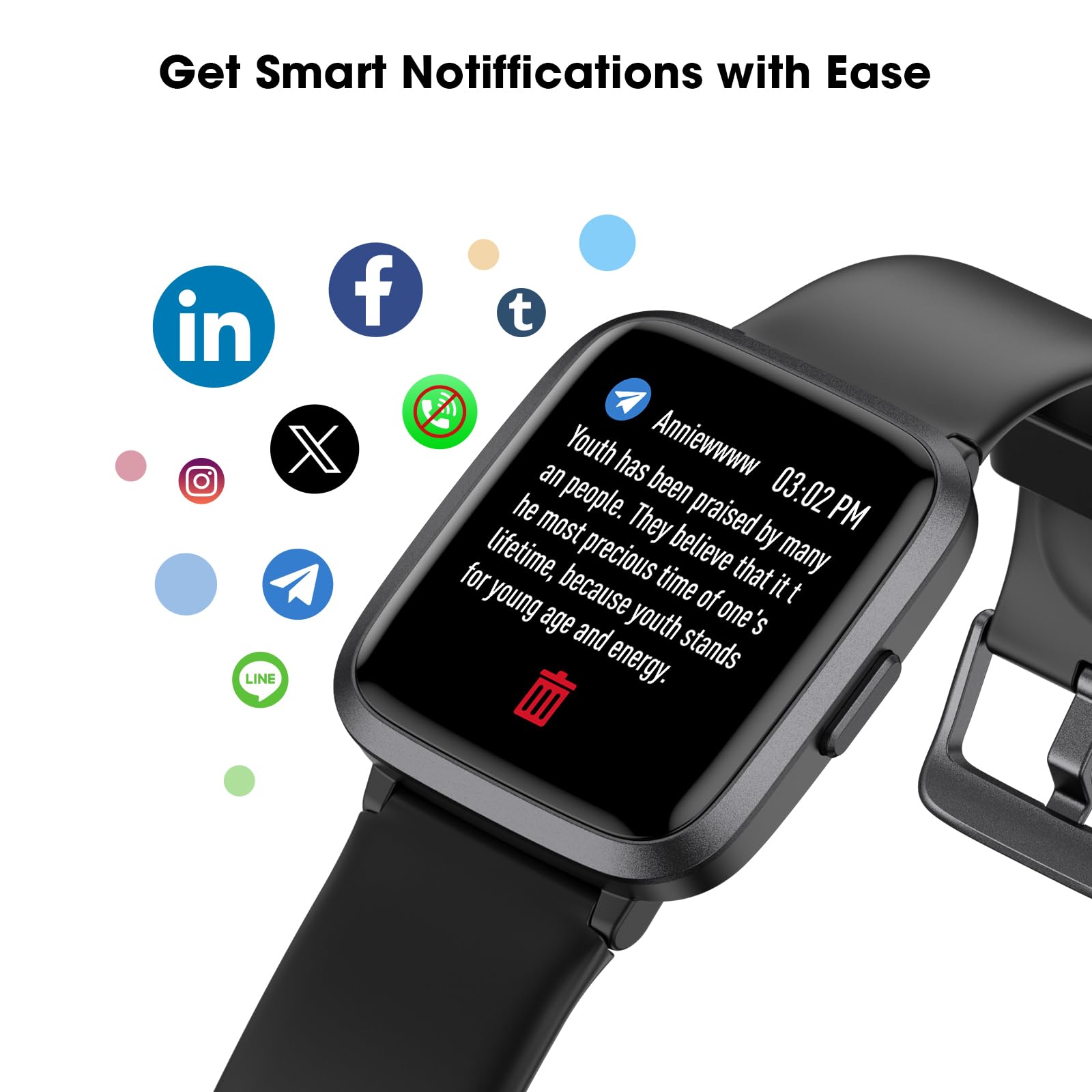 Fitness Tracker Watch with Heart Rate Monitor, Large Screen Activity Tracker with Pedometer, Sleep Monitor, Calories & Step Counter, 5ATM Waterproof Smart Watch for Women Men Fitness Watch for Sports