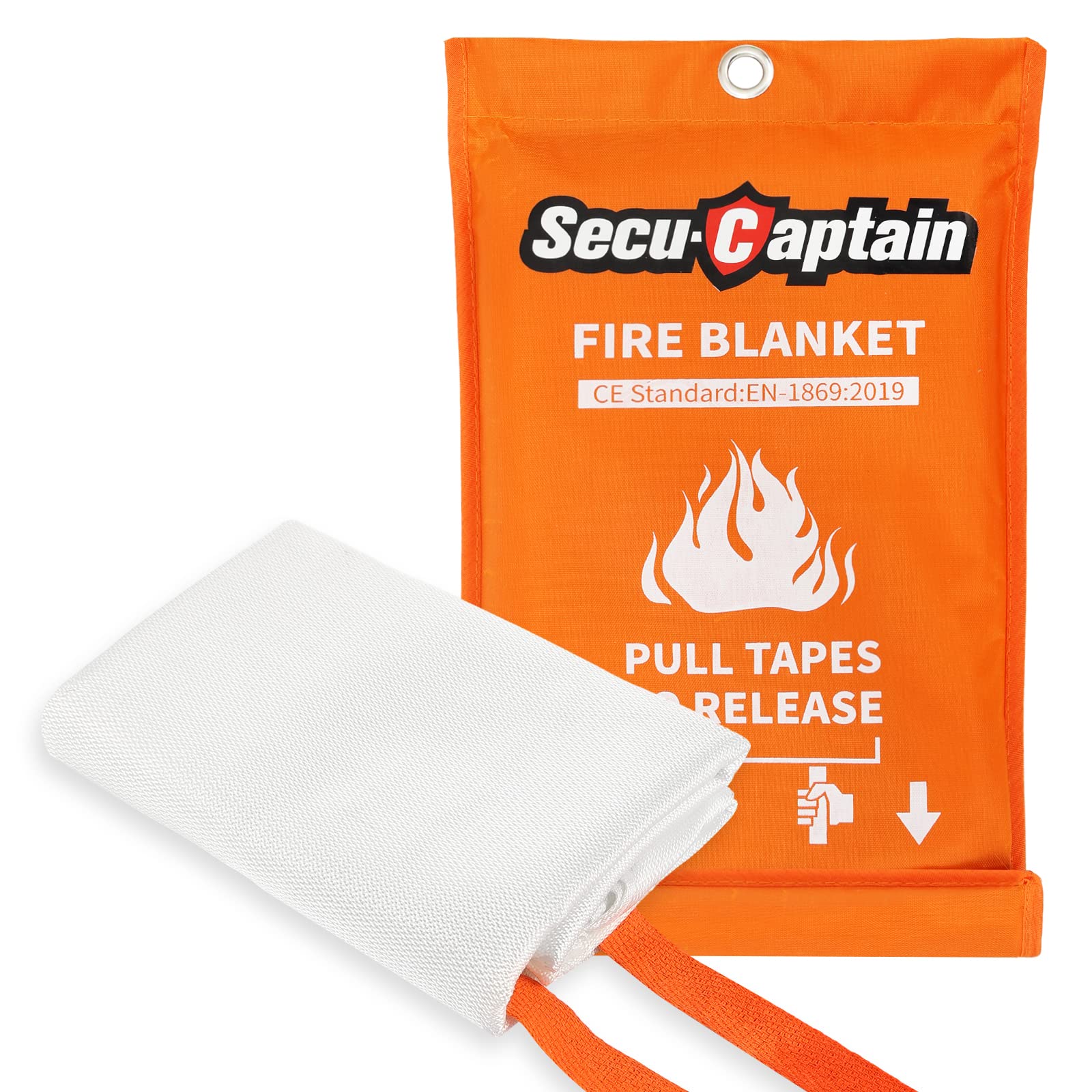 SecuCaptain Emergency Fire Blanket for Home Kitchen - 2 Pack 40"x40" Flame Suppression Fiberglass Fire Blankets for House Camping Car Office Warehouse Survival Safety