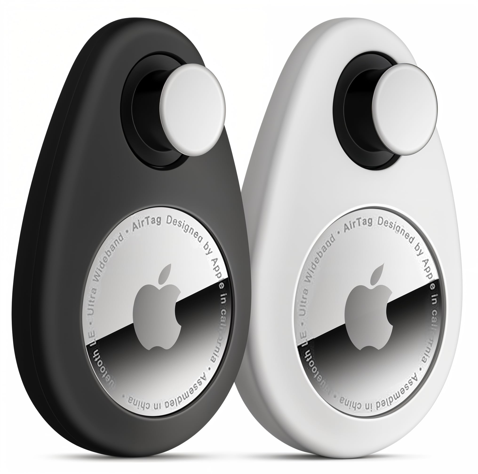 Lulaven für Airtag Halter für Kinder versteckt, 2 Stück GPS-Tracker-Hülle, Anti-Entfernungs-Sicherheits-Air-Tag-Hülle mit Nadeln, GPS-Abdeckung geeignet für Kinder, ältere Menschen, Haustiere, Rucksäcke, Gepäck (Schwarz, Weiß)