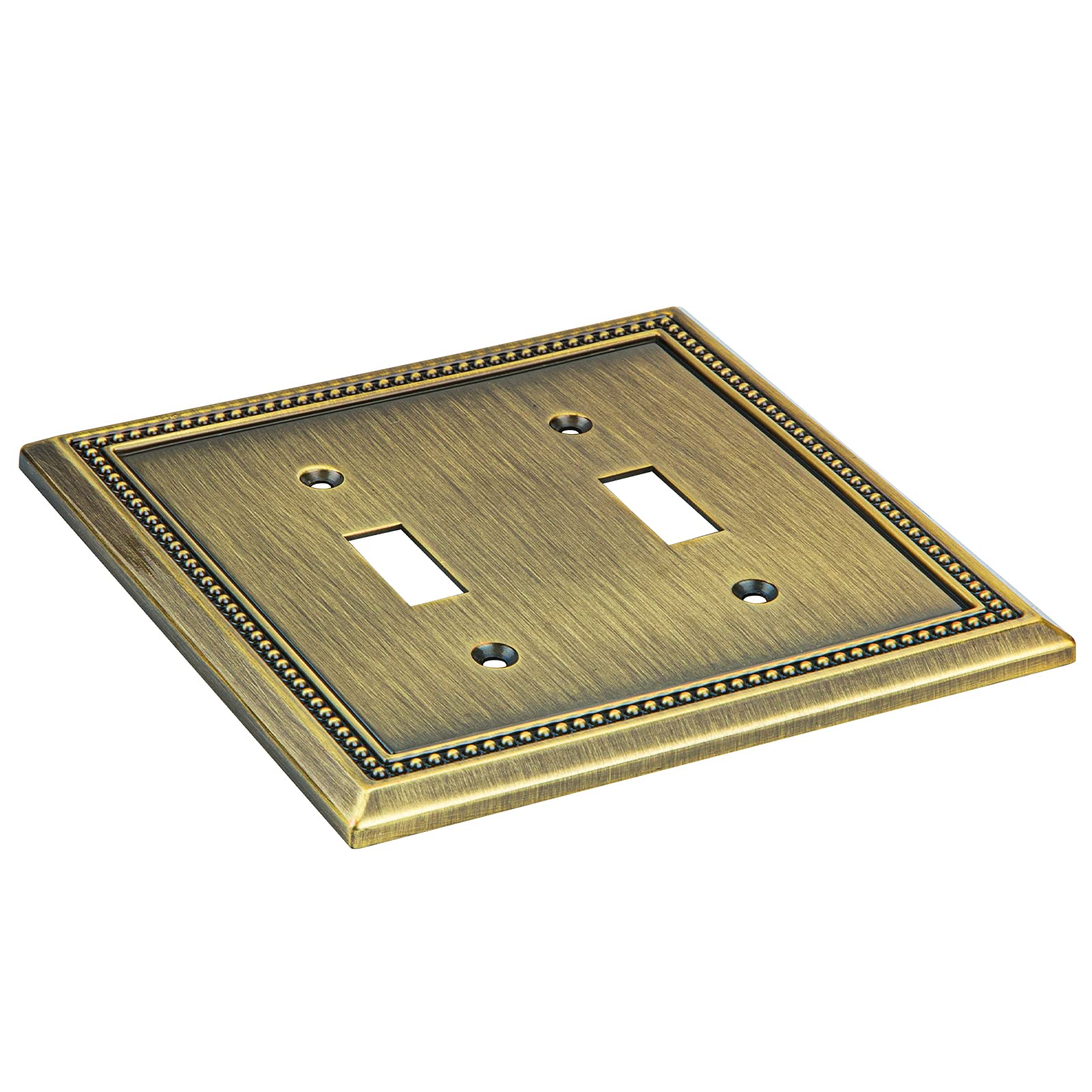 Henne Bery Sunken Pearls Decorative Wall Plate Switch Plate Outlet Cover (Double Toggle, Antique Brass)