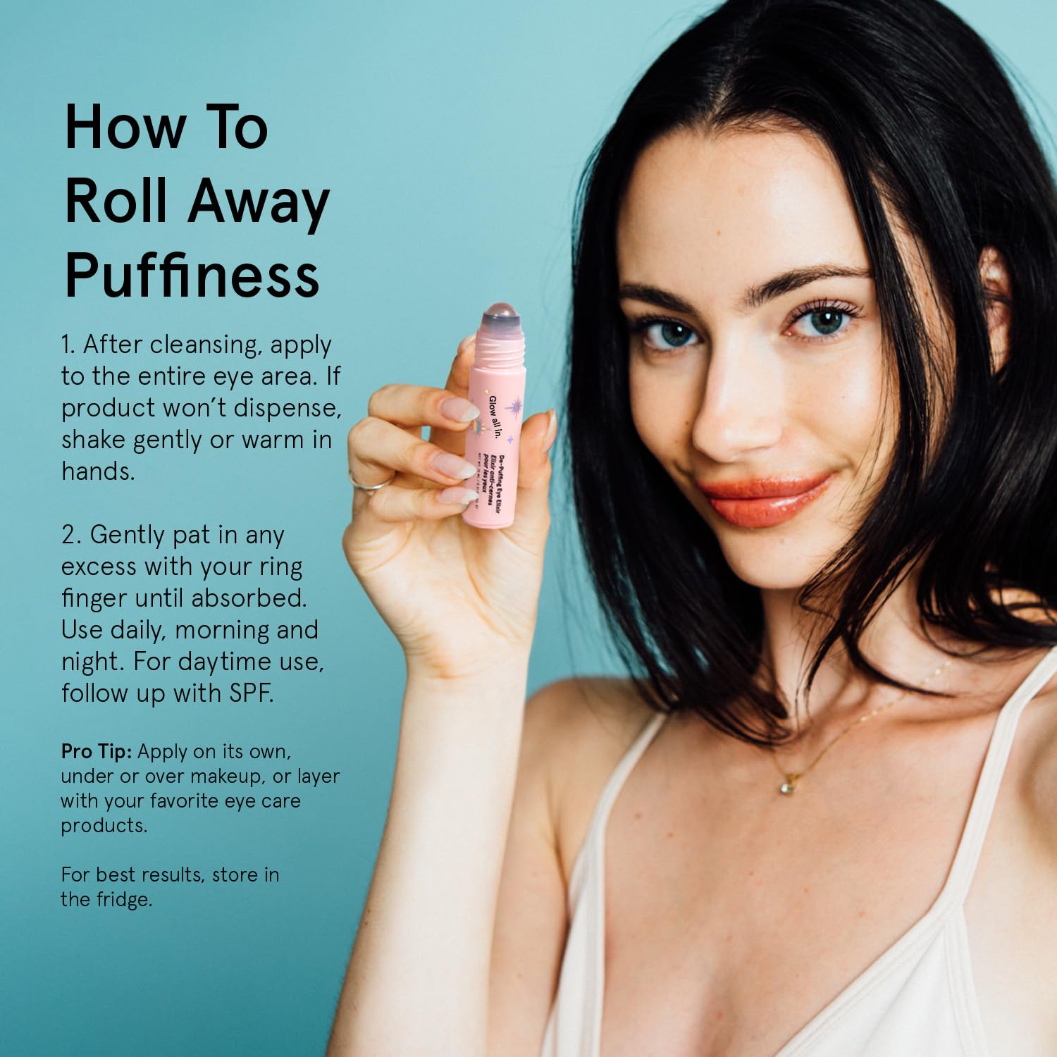 grace & stella Under Eye Brightener Roller - Airplane Travel Essentials - Travel Size Toiletries - Retinol & Caffeine Eye Serum for Puffiness, Dark Circles, Wrinkles - Vegan Skincare (15ml / 0.51floz)