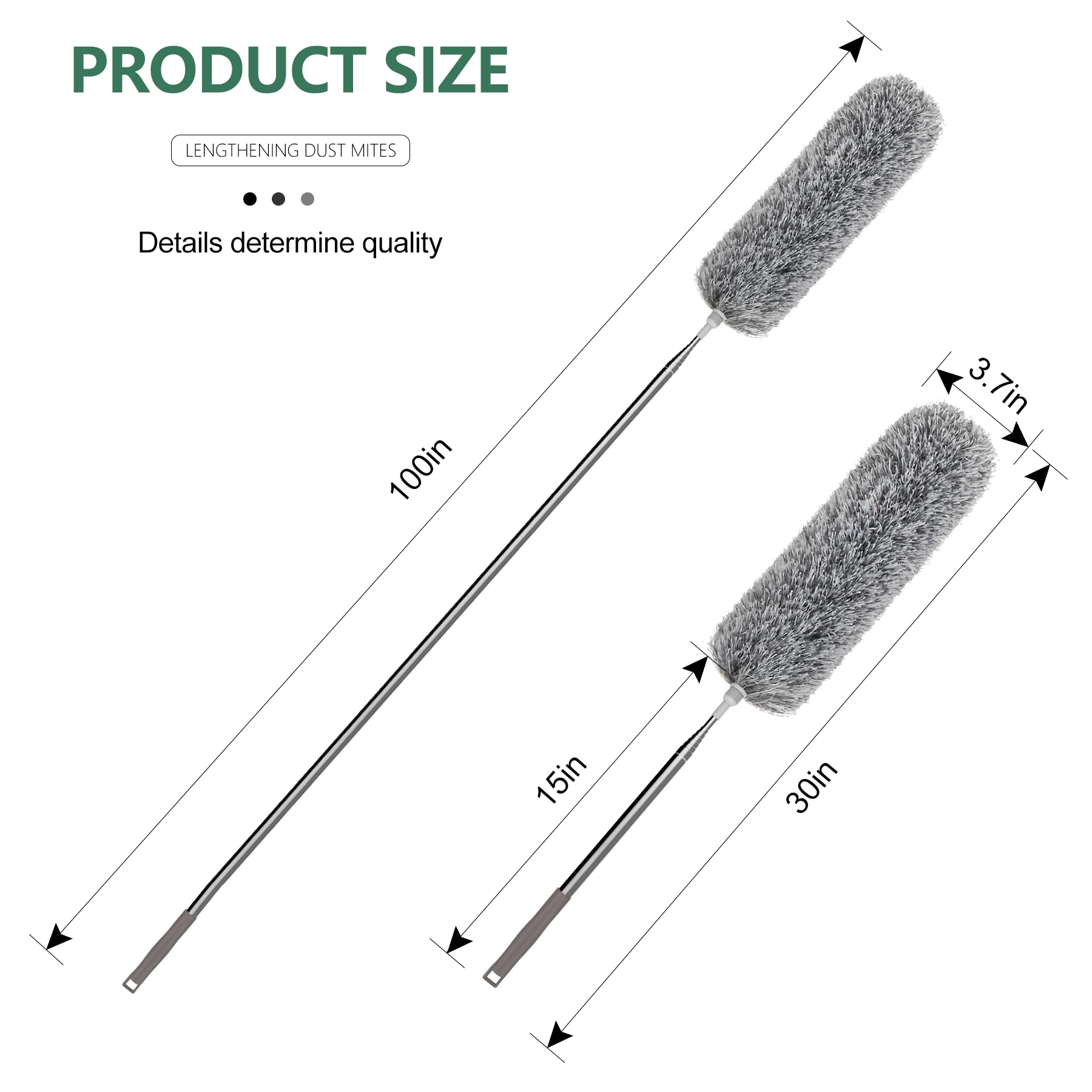 SetSail Extra-Long Dusters with Extension Pole 100-inch for Cleaning, Bendable Microfiber Head Washable Ceiling Fan Duster for High Ceilings, Furniture