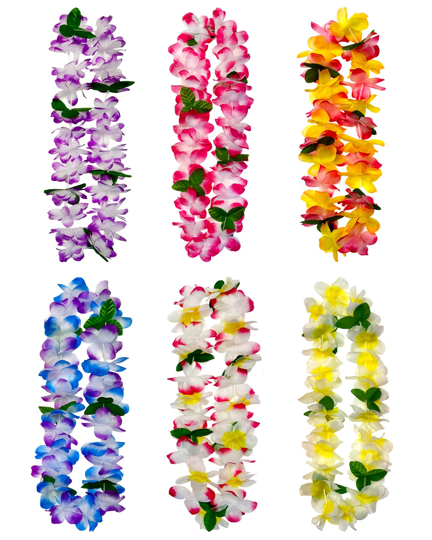 FreshDear 6 Counts Hawaiian Leis Bulk,leis for luau party,hawaiian leis for adults,beach party favors for adults,Summer Beach Vacation,Theme Party Decorations