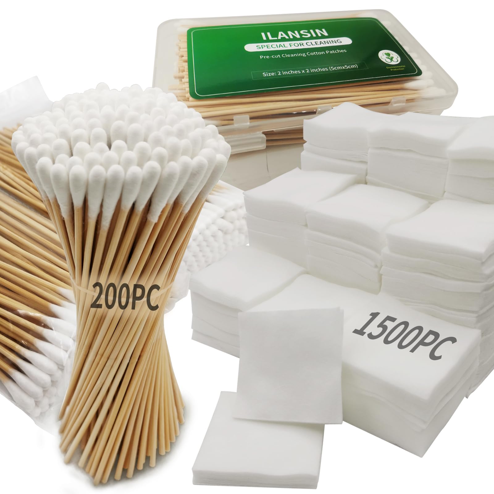 ILANSIN 1700PCS gun cleaning suppliesÃ¢ÂÂ1500PCS Gun Cleaning Patches +200PCS Gun Cleaning swabs,2"x2"Lint Free Gun Cleaning Rags,6"Long Cotton swabs for 9mm and All Caliber of Firearms.Gun Cleaning Kit