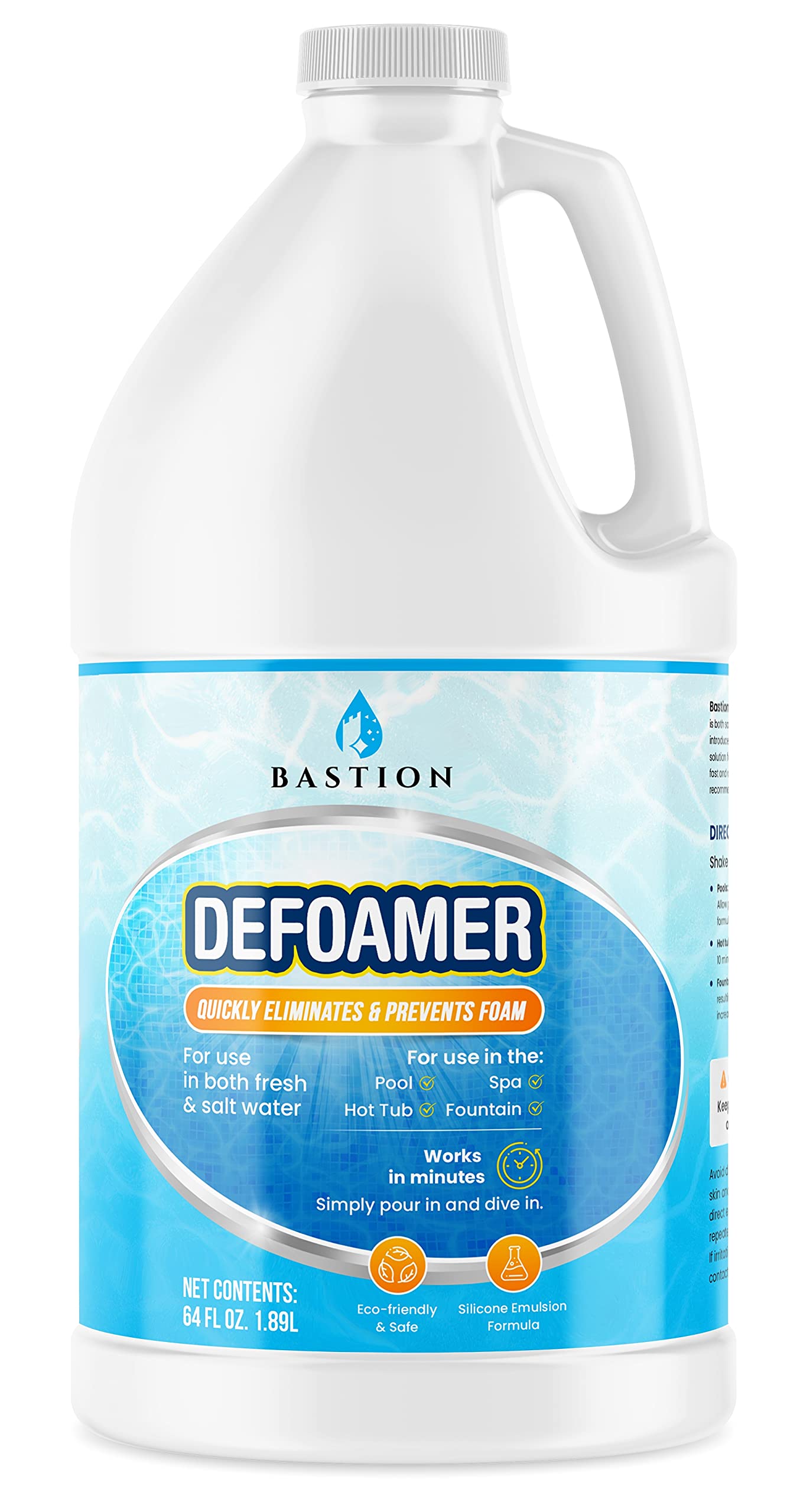 Whirlpool-Entschäumer - Pool, Brunnen & Spa - Antischaum-Konzentrat - Silikonemulsion - Entfernt und verhindert schnell Schaum im Wasser - Umweltfreundliche und sichere Formel - Keine aggressiven Chemikalien - 1/2 Gallone (ca. 1,9 Liter)