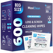 Glasses Wipes Lens Cleaner - Lens Wipes for Eyeglasses - 600 Pre-moistened Individually Wrapped Wipes for Eye Glasses, Electronics, Phone, Computer, Laptop Screen - Camera Lens Cleaner - Made in EU