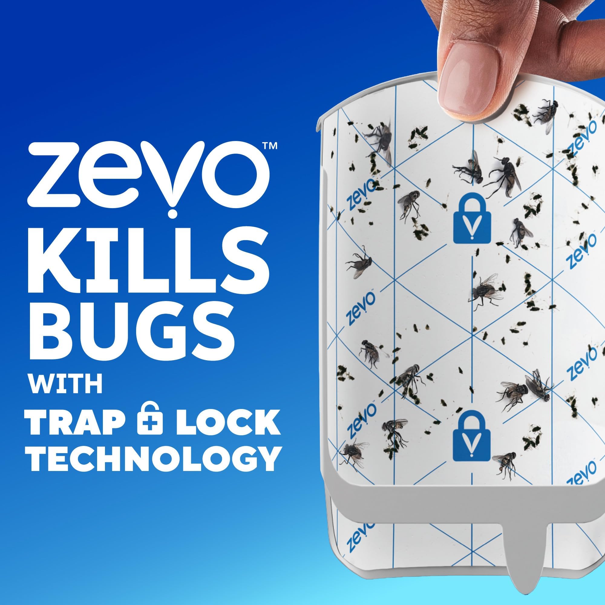 Zevo Fluginsektenfalle & Kartusche – Elektrische Fliegenfalle & Insektenfänger für innen bei Mücken, Stuben- & Fruchtfliegen – Saubere Anwendung – Für jeden Raum geeignet – Mit blauem & UV-Licht (1 Steckgerät & 1 Kartusche)