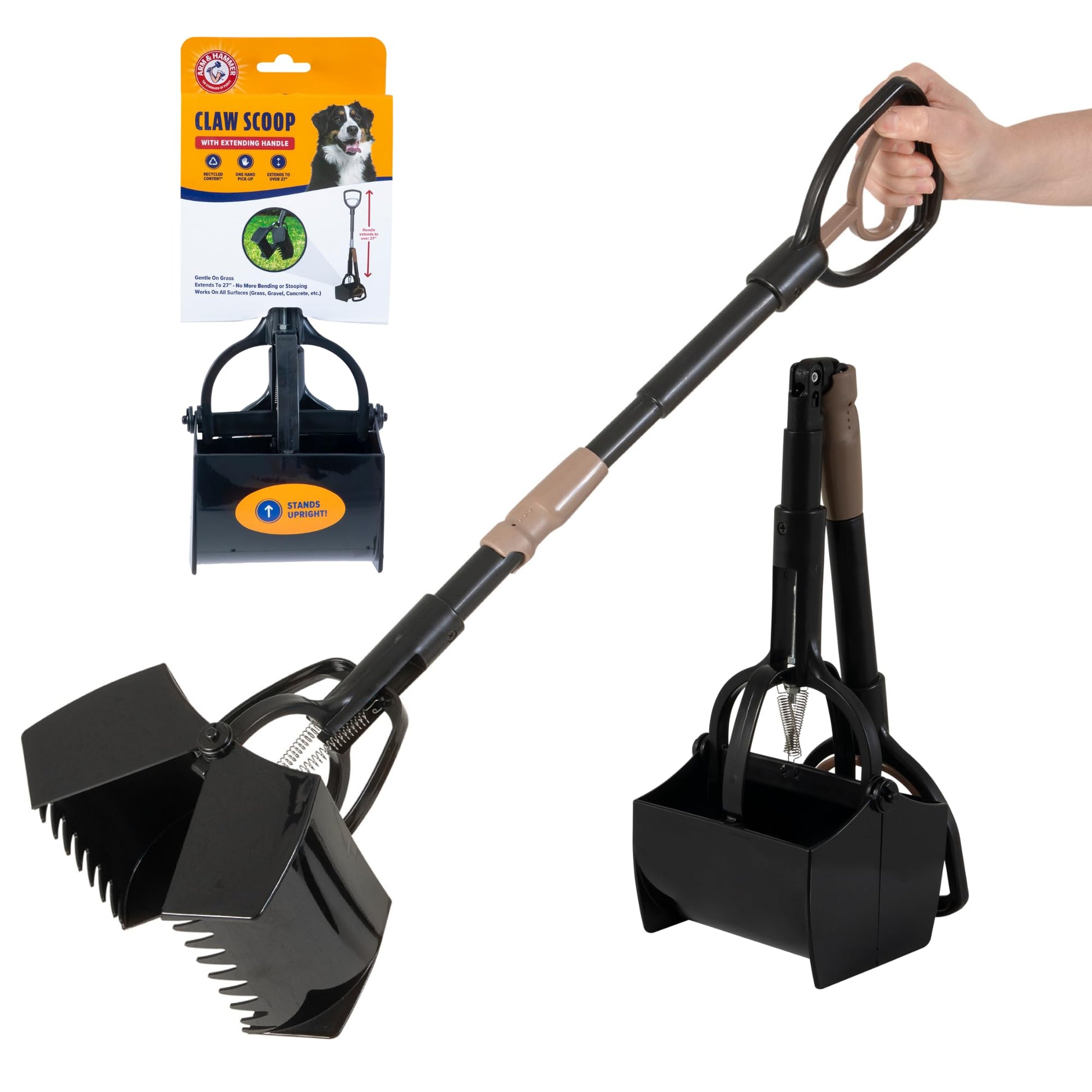 Arm & Hammer Pooper Scooper Swivel Bin & Rake Dog Poop Scooper, Black (2 Scented Waste Bags Included)