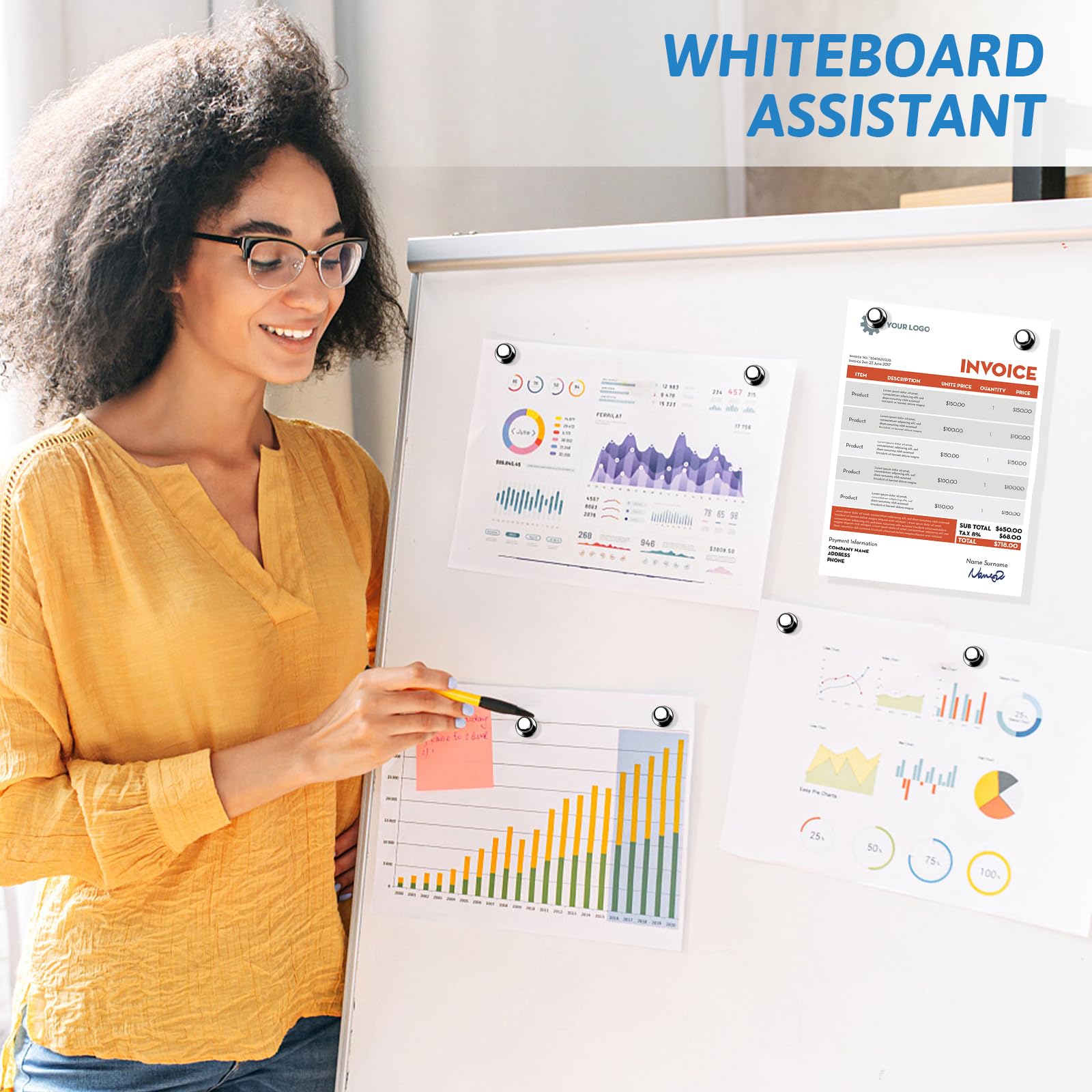 20Pack Strong Magnets for Refrigerator Neodymium Fridge Magnets Adult Magnets for Dry Erase Board Lockers Whiteboard Kitchen Home Office Classroom Black