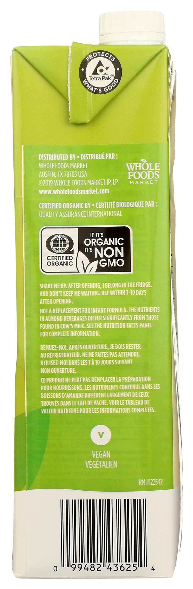 365 by Whole Foods Market, Organic Unsweetened Almond Milk, 32 Fl Oz