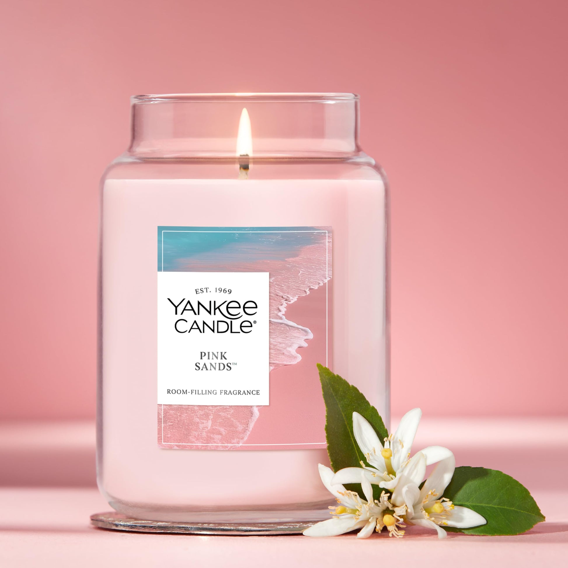 Yankee Candle Pink Sands Scented Candle, 22oz Large Jar with up to 150 Hour Burn Time, Giftable, Birthdays