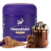 MoonBrew Nighttime Magnesium Hot Cocoa Jar, Natural Sleep Aid Drink Mix for Adults - Calming Melatonin-Free Sleep Support - Sleepy Hot Chocolate Powder with L-Theanine, Chamomile & Zinc Glycinate